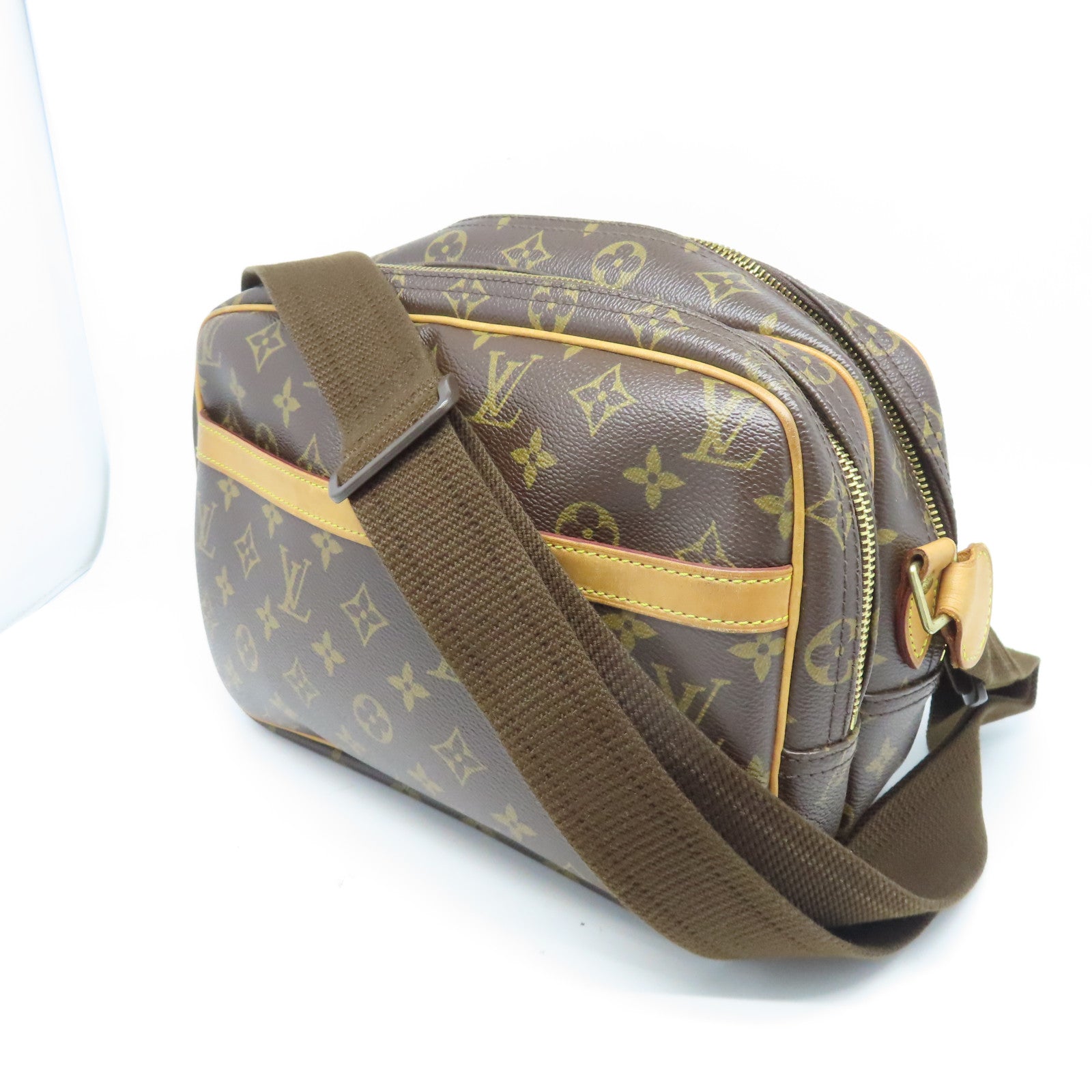 LOUIS VUITTON Monogram Reporter金扣肩背袋棕色