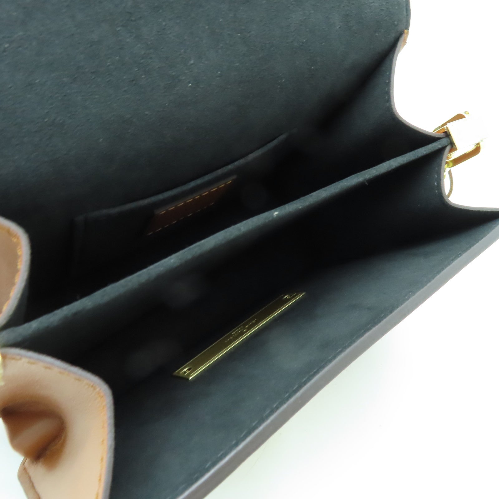 LOUIS VUITTON Monogram Reverse Mini Dauphine金扣肩背袋棕色