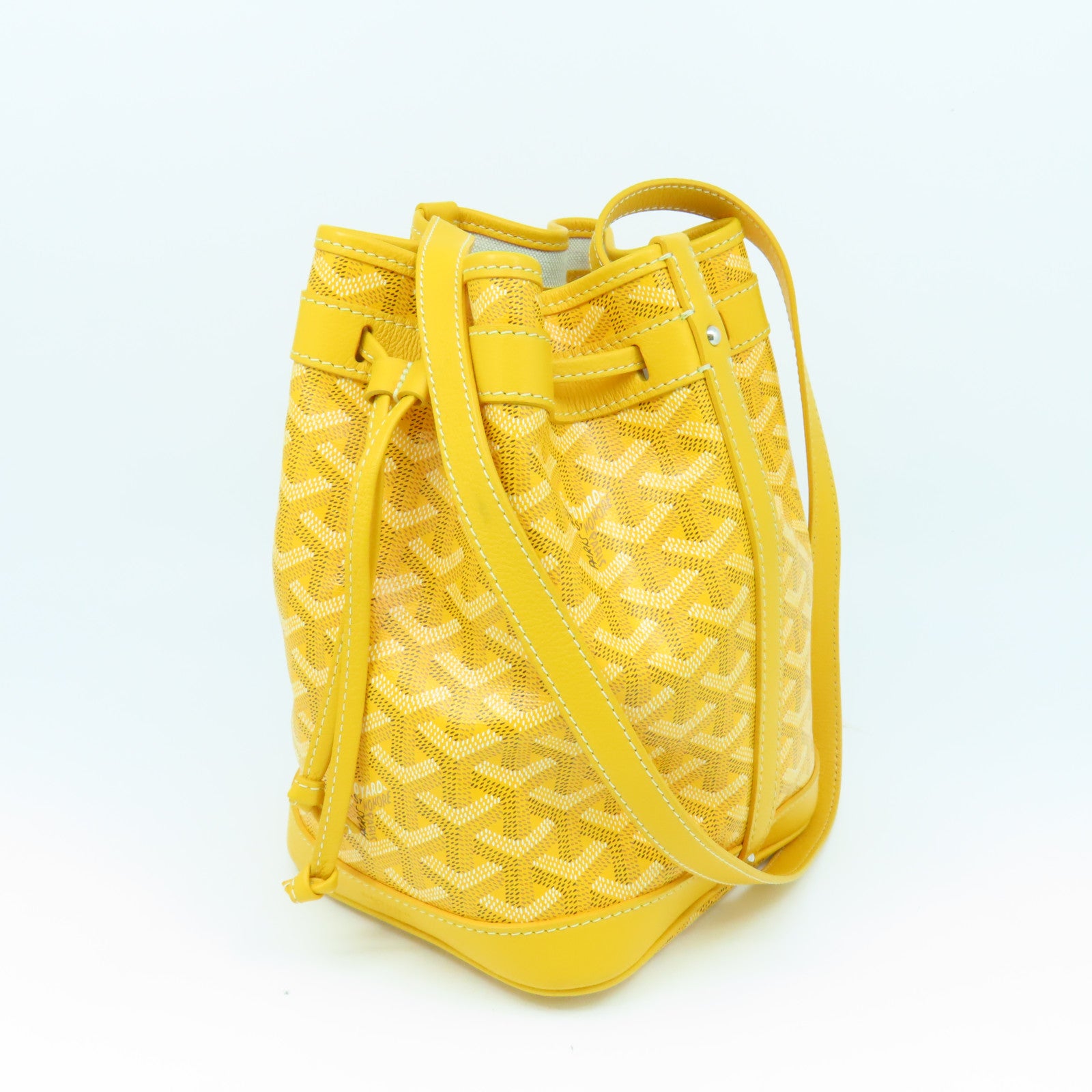 GOYARD 塗層帆布Petit Plot銀扣肩背袋黃色