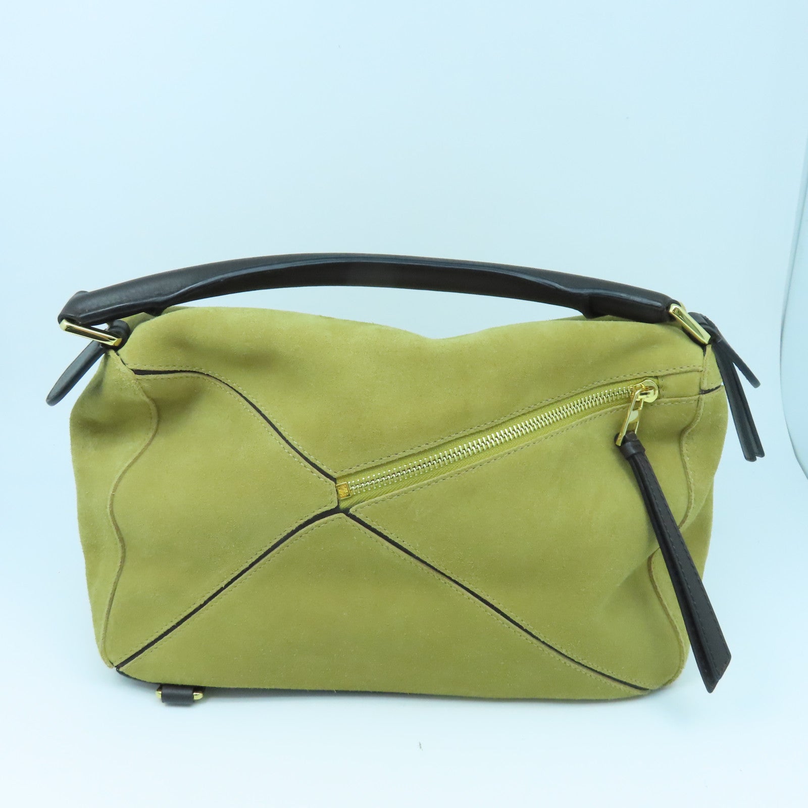 LOEWE 麂皮皮革Puzzle手挽肩背兩用袋卡其色