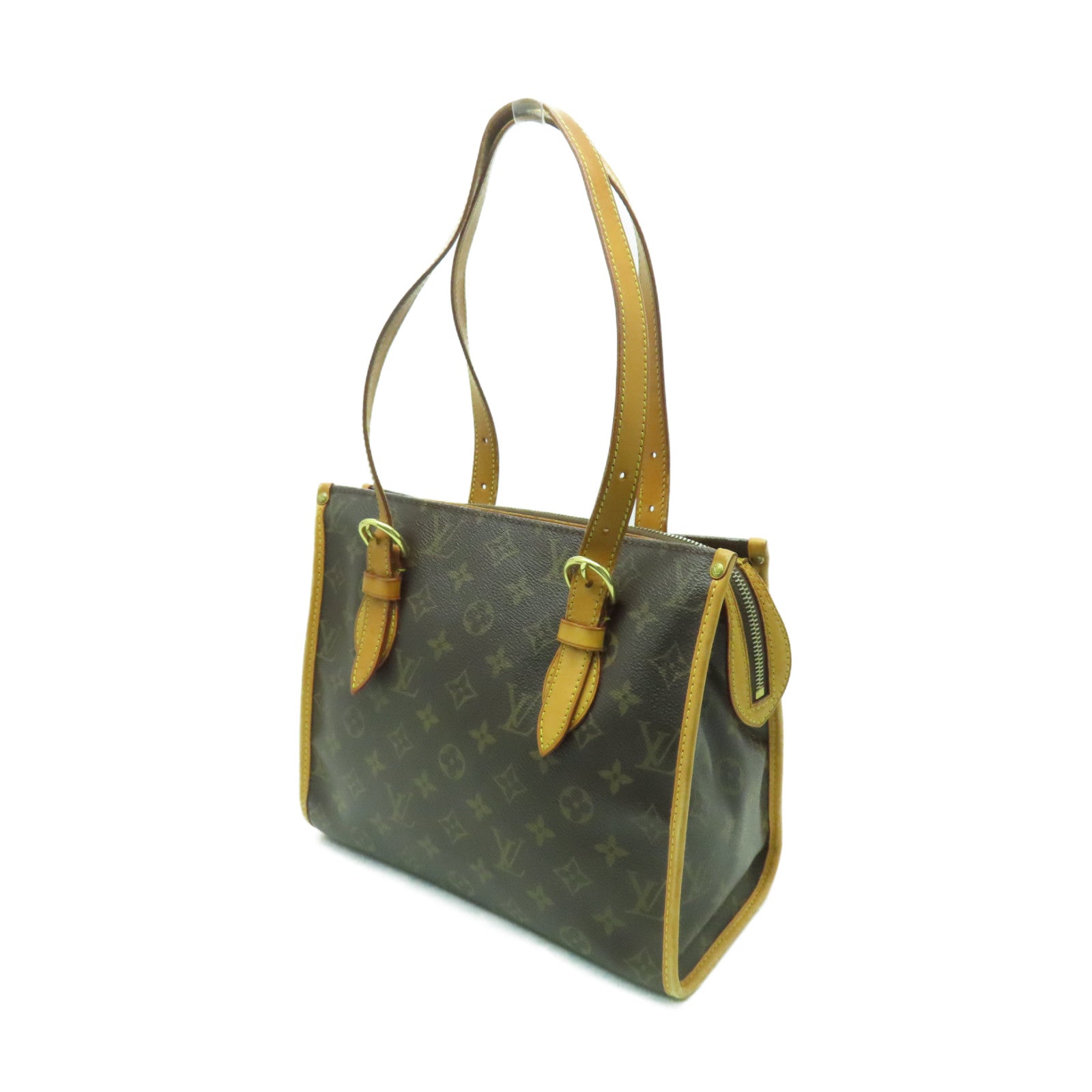 LOUIS VUITTON Monogram Popincourt金扣手挽袋棕色