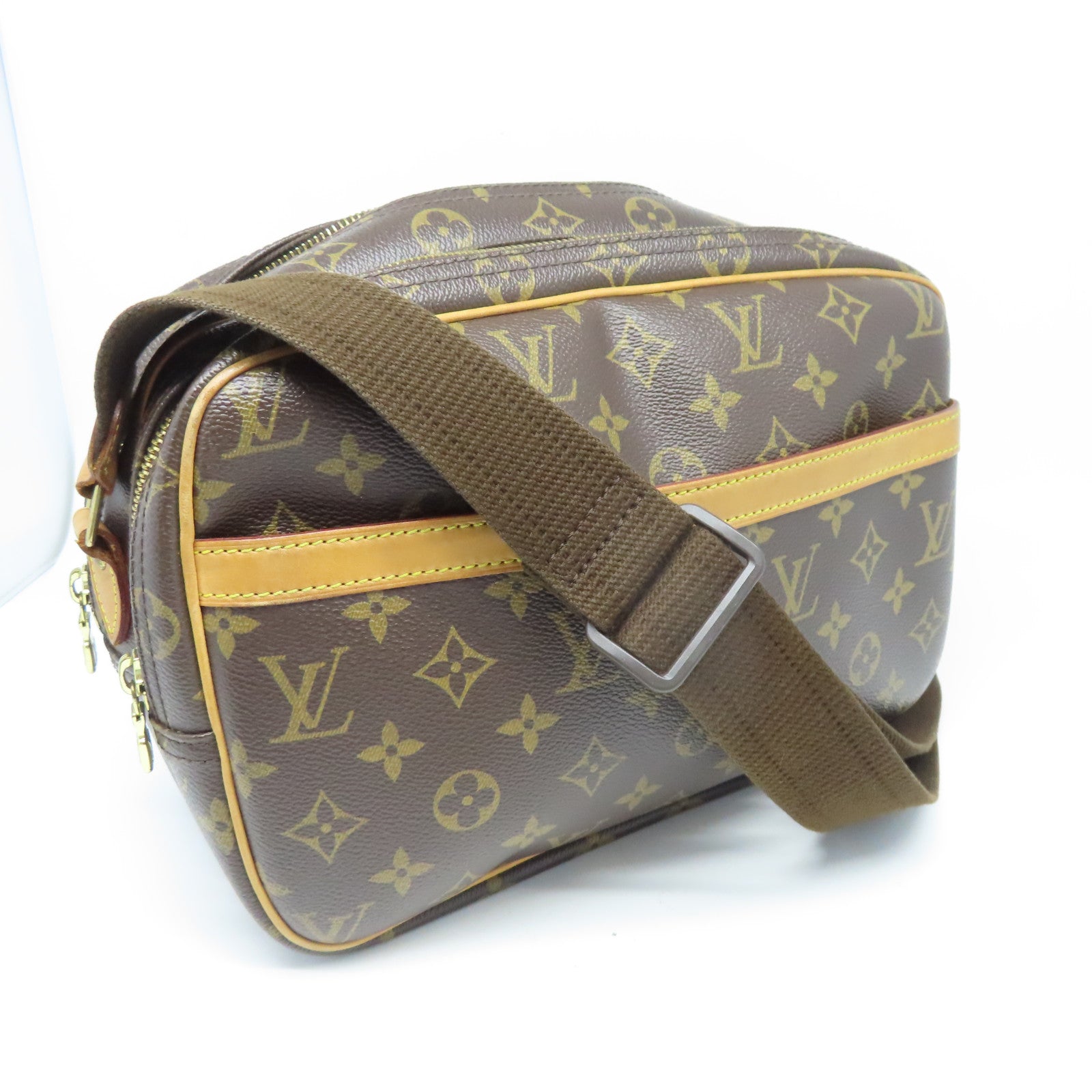 LOUIS VUITTON Monogram Reporter金扣肩背袋棕色
