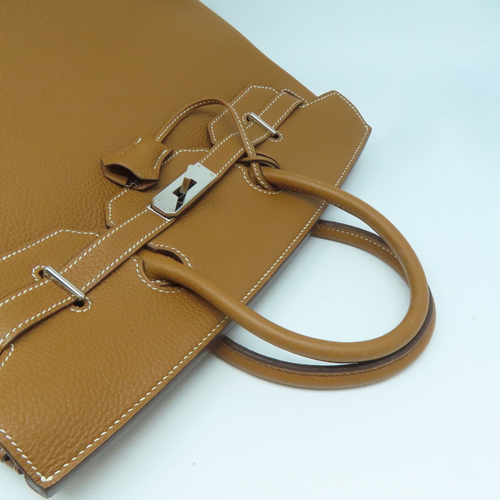 HERMES Togo皮革Haut a Courroies 32銀扣手挽袋啡色