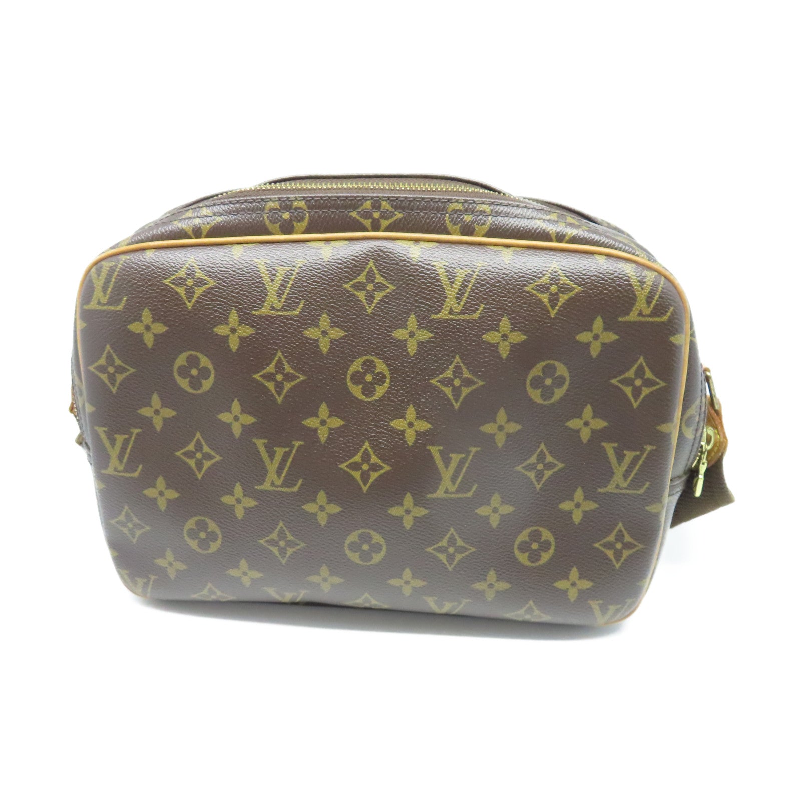 LOUIS VUITTON Monogram Reporter金扣肩背袋棕色