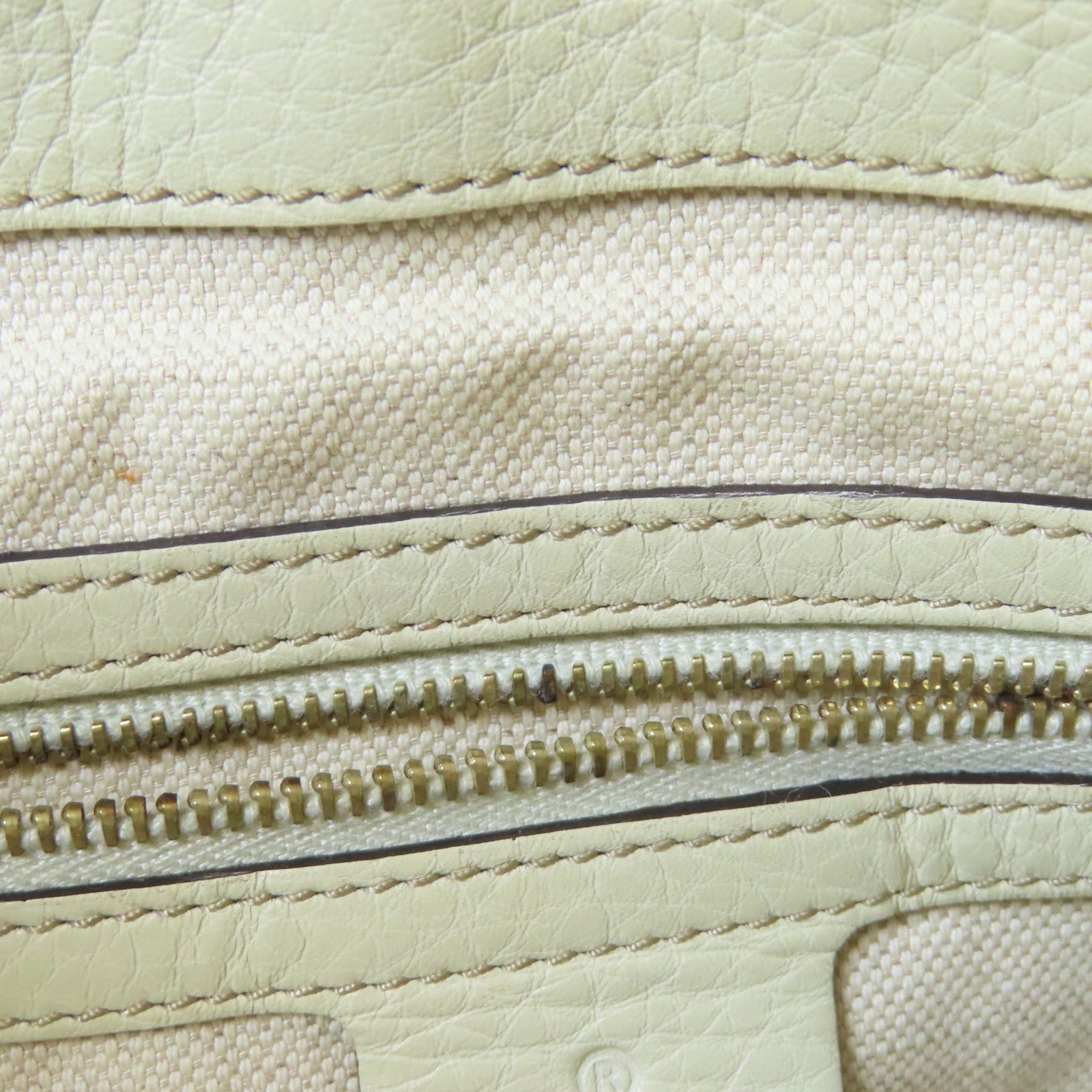 GUCCI 帆布/皮革2 Way Shoulder金扣手挽肩背兩用袋白色/啡色