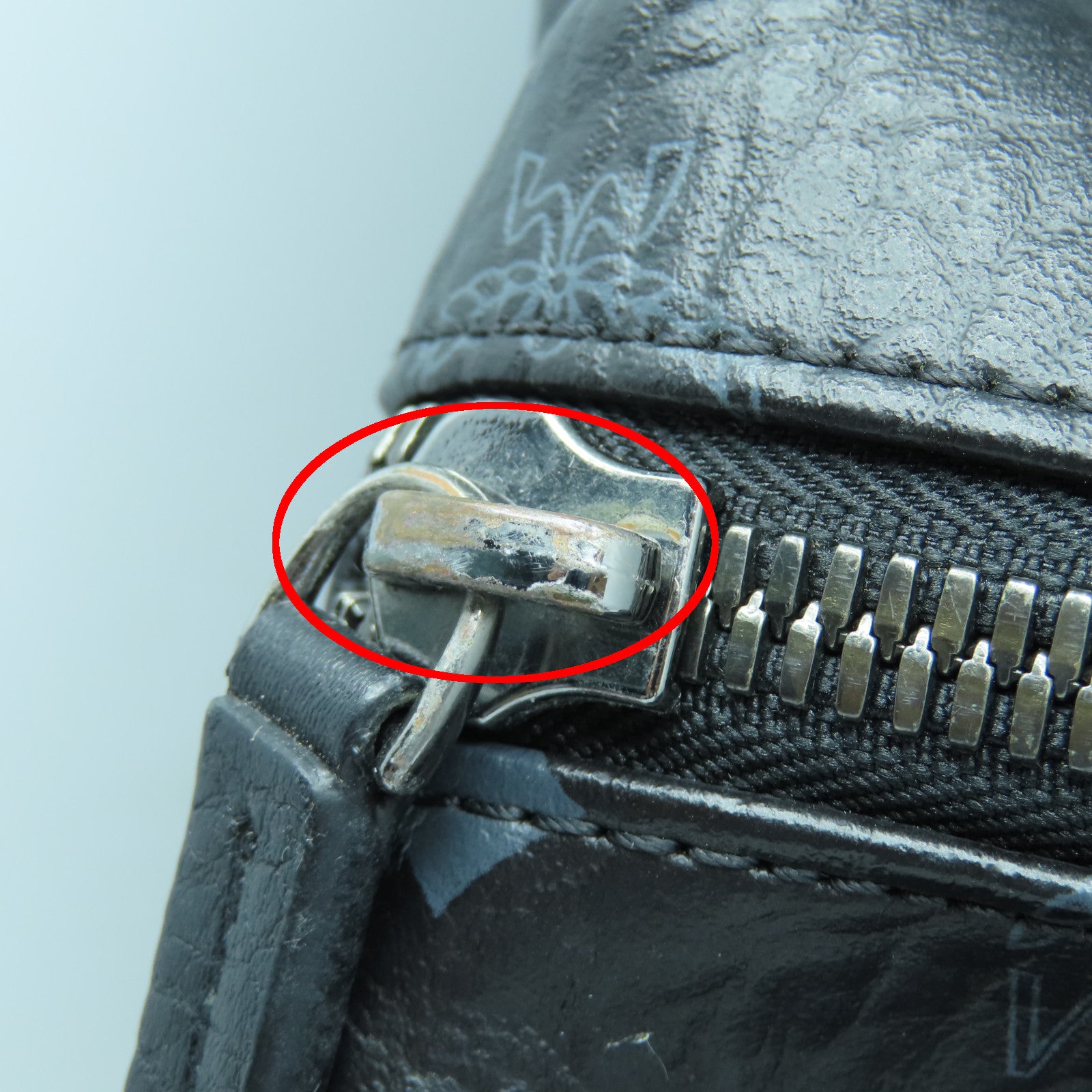 MCM 牛皮皮革Backpack背包黑色/灰色