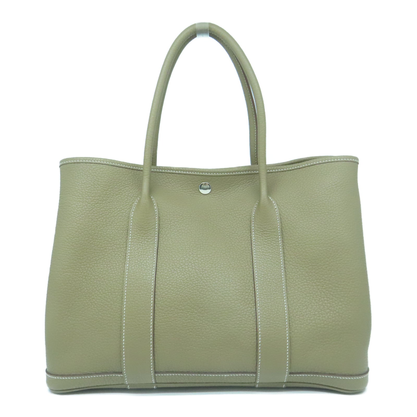 HERMES Negonda皮革GardenParty PM銀扣手挽袋Etoupe大象灰色