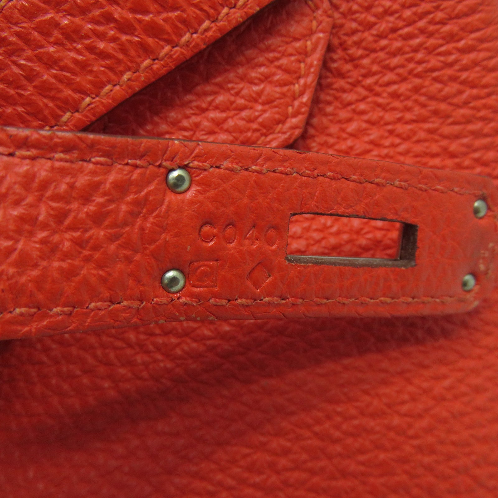 HERMES 【激減優惠】Togo皮革Birkin 35銀扣手挽袋紅色/Geranium