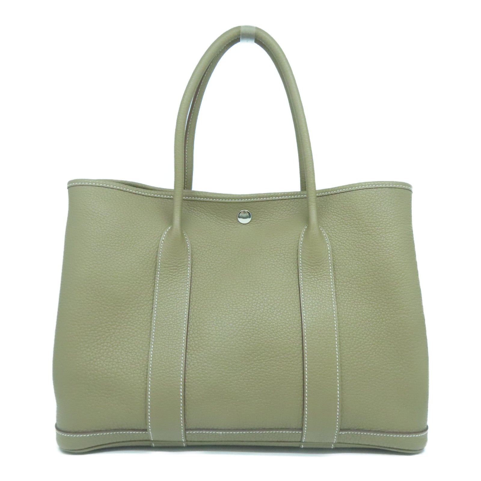 HERMES Negonda皮革GardenParty PM銀扣手挽袋Etoupe大象灰色