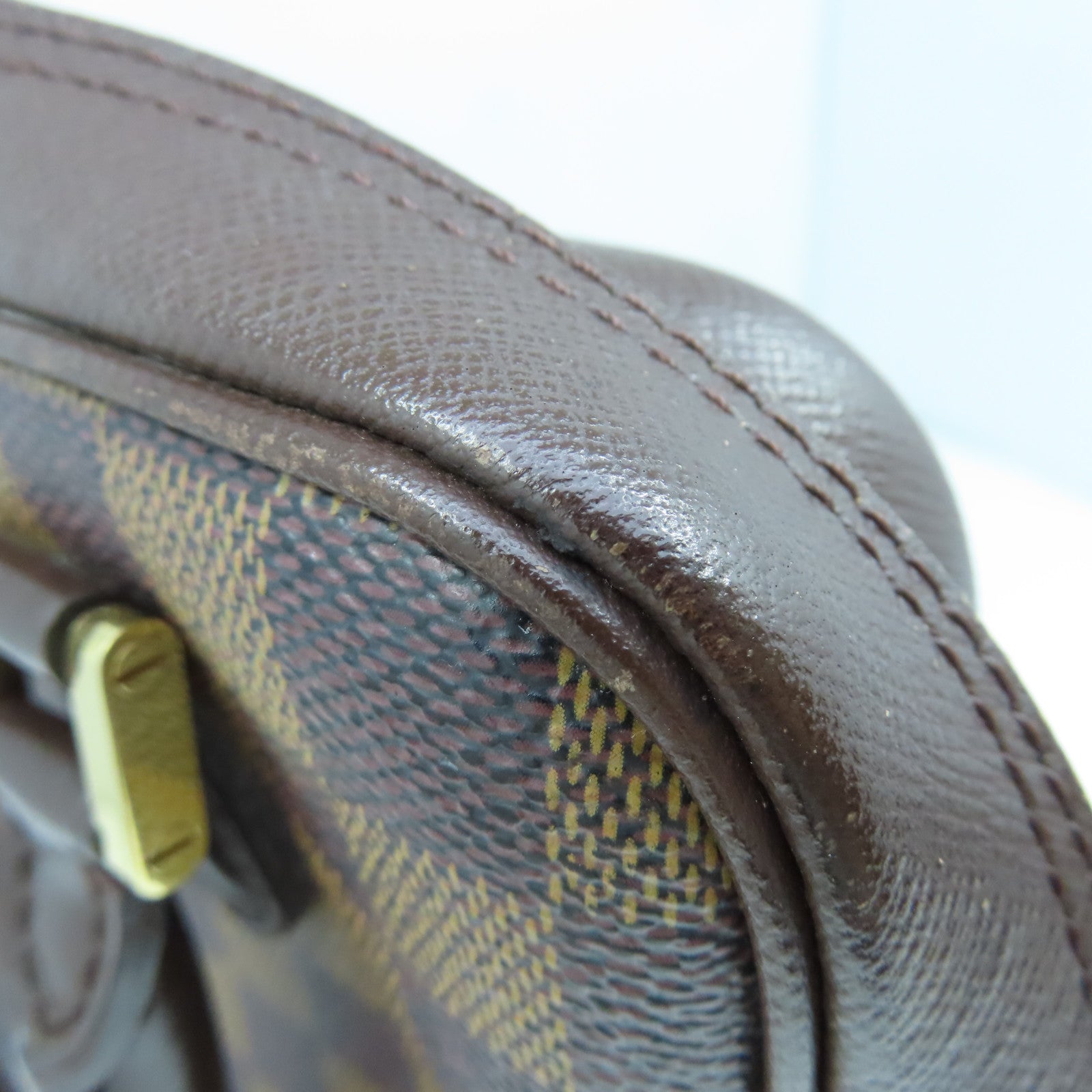 LOUIS VUITTON Damier Brera gold buckle handle bag brown