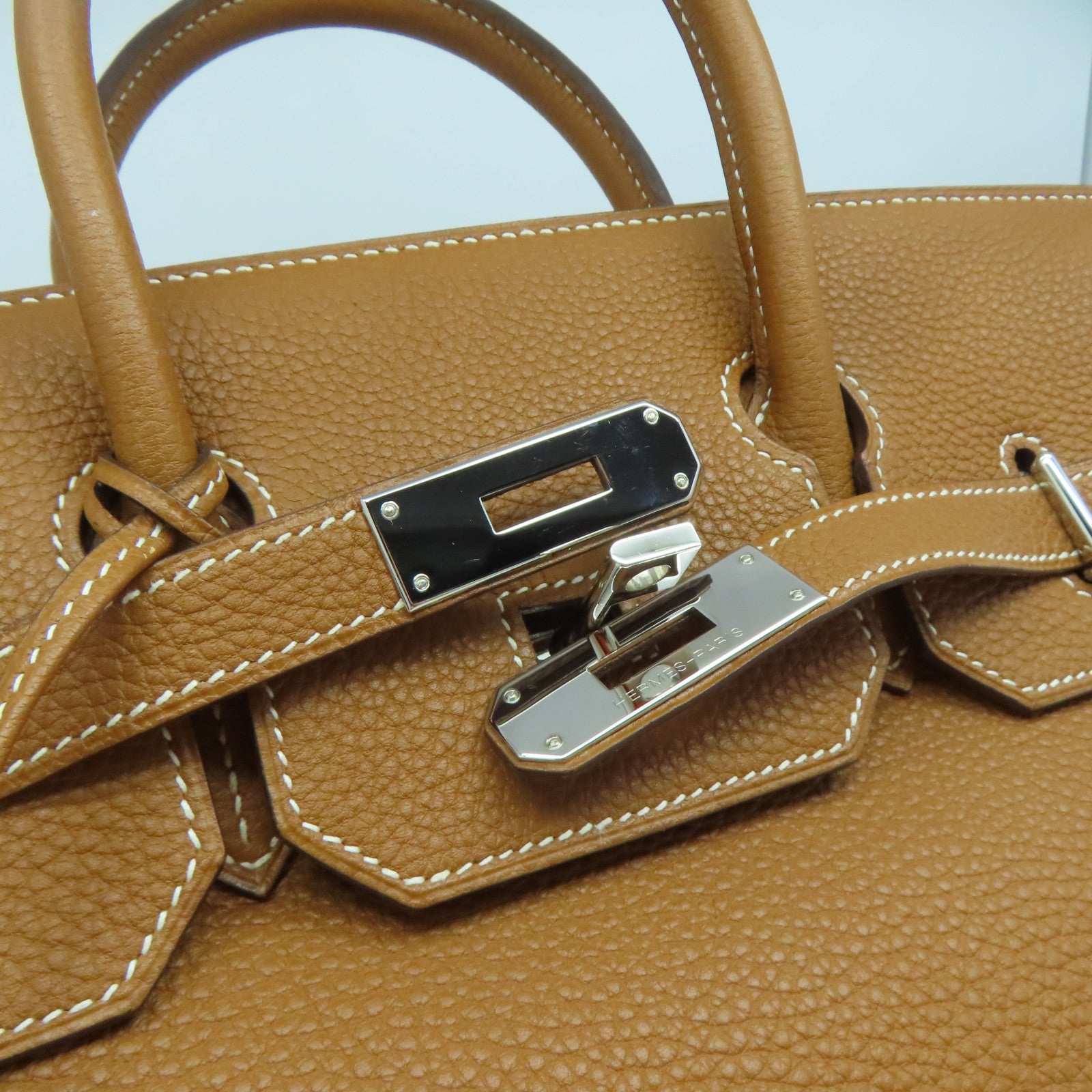 HERMES Togo皮革Haut a Courroies 32銀扣手挽袋啡色