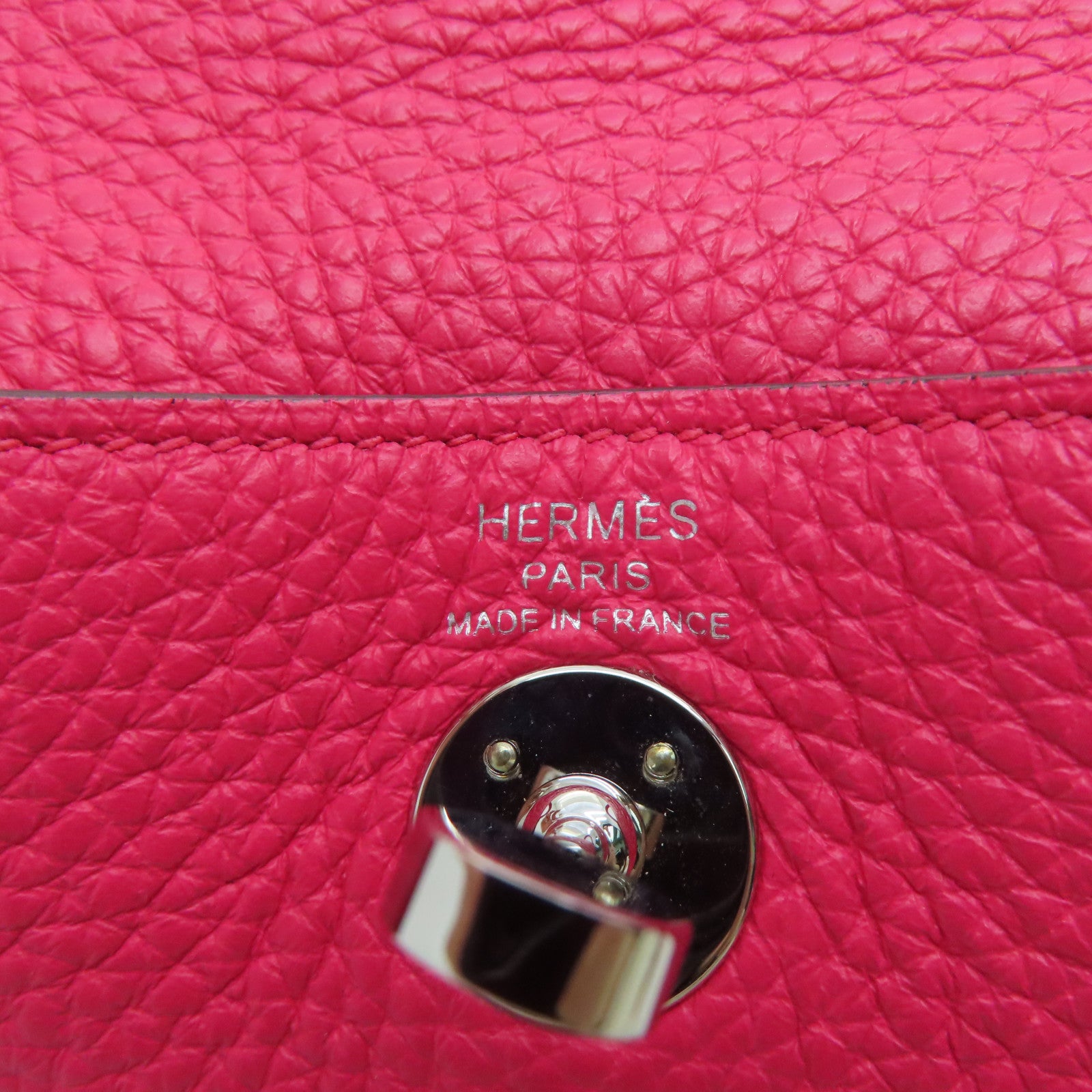 HERMES Clemence皮革Mini Lindy银扣肩背袋玉兰粉