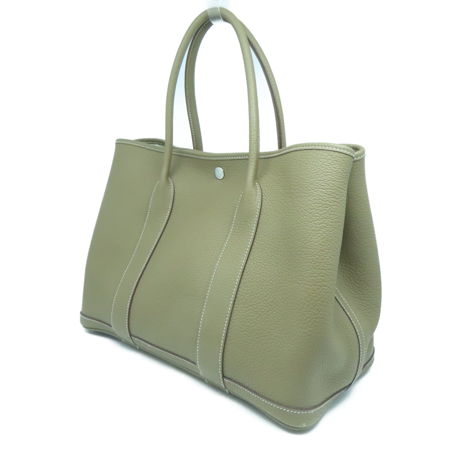 HERMES Negonda皮革GardenParty PM銀扣手挽袋Etoupe大象灰色