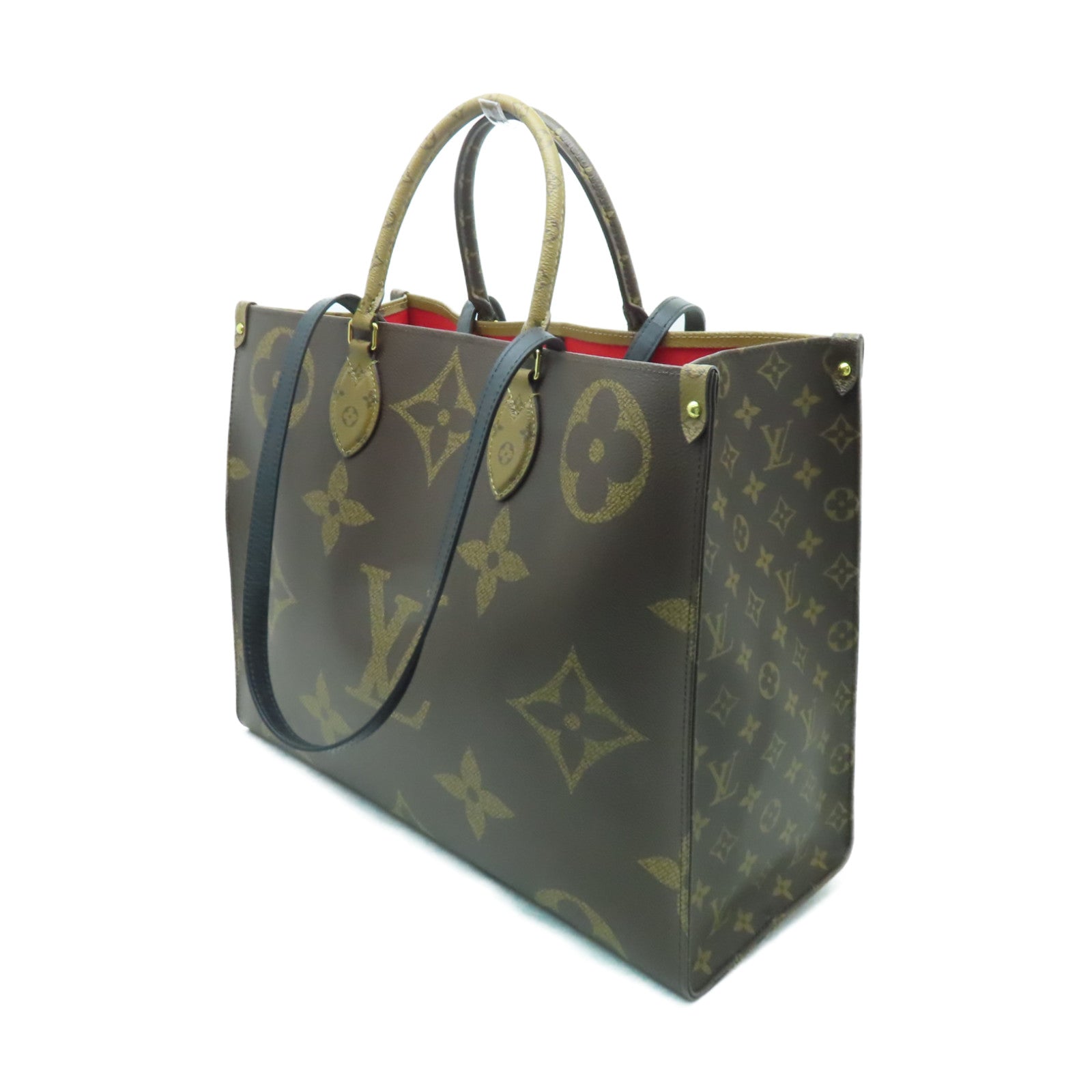 LOUIS VUITTON 【激減優惠】Monogram Reverse On The Go GM金扣肩背袋棕色