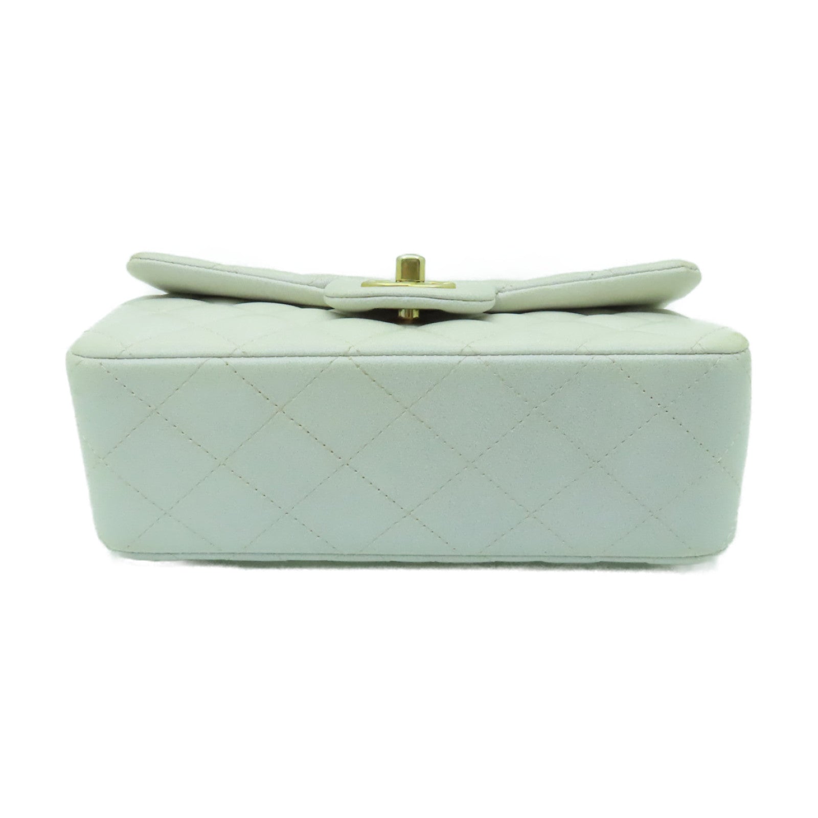 CHANEL 菱格羊皮皮革Chain Shoulder Bag金扣鏈帶手挽肩背兩用袋白色