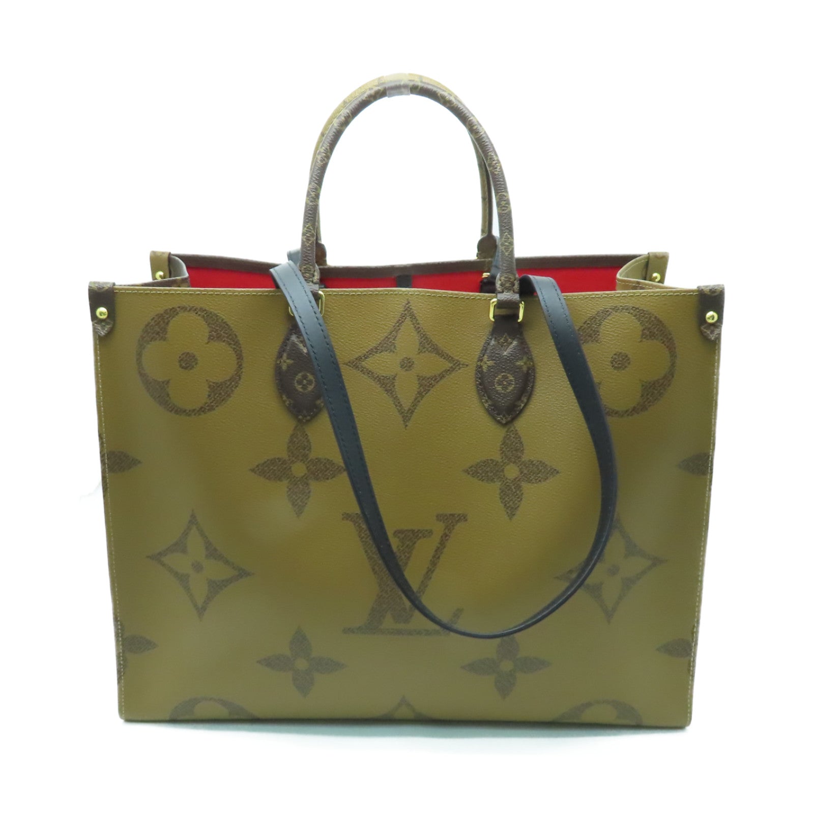 LOUIS VUITTON 【激減優惠】Monogram Reverse On The Go GM金扣肩背袋棕色