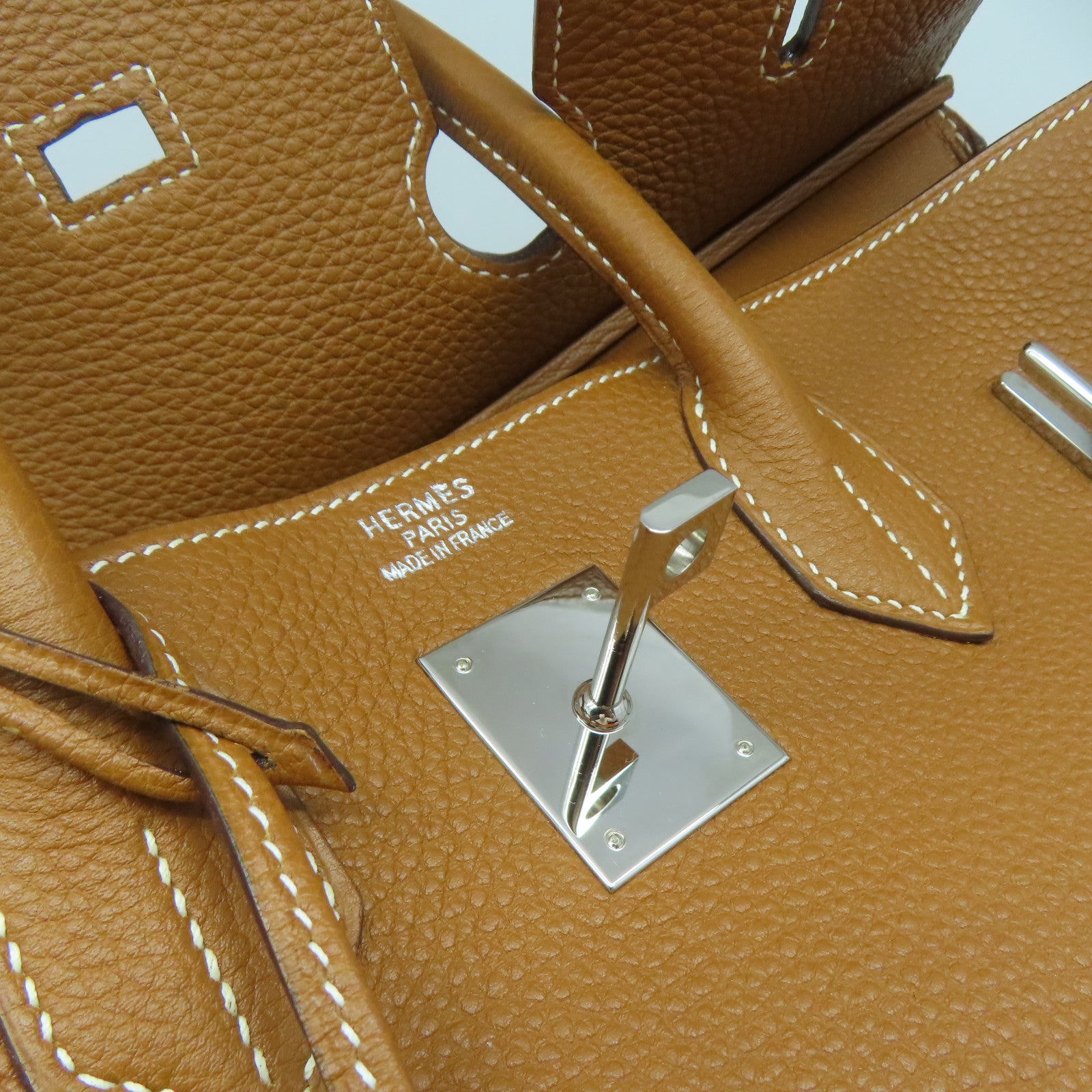 HERMES Togo皮革Haut a Courroies 32銀扣手挽袋啡色