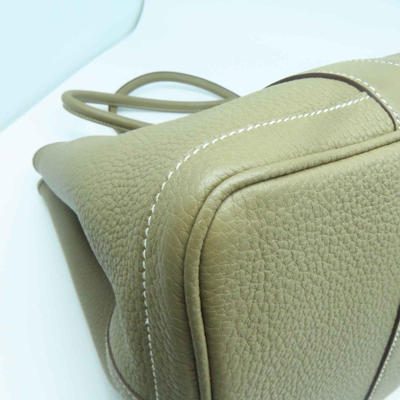 HERMES Negonda皮革GardenParty PM銀扣手挽袋Etoupe大象灰色