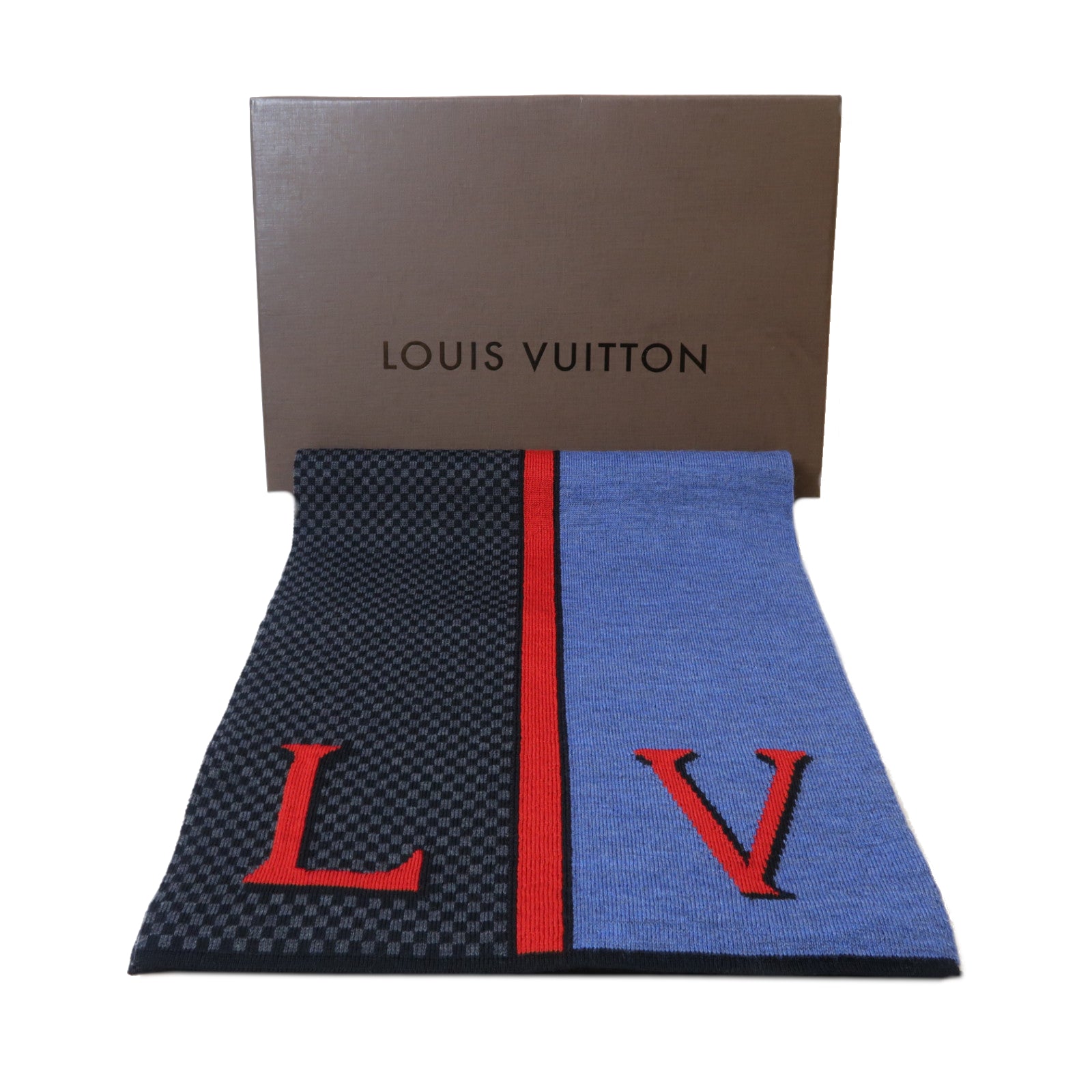LOUIS VUITTON 羊絨Scarf圍巾黑色/紅色/藍色