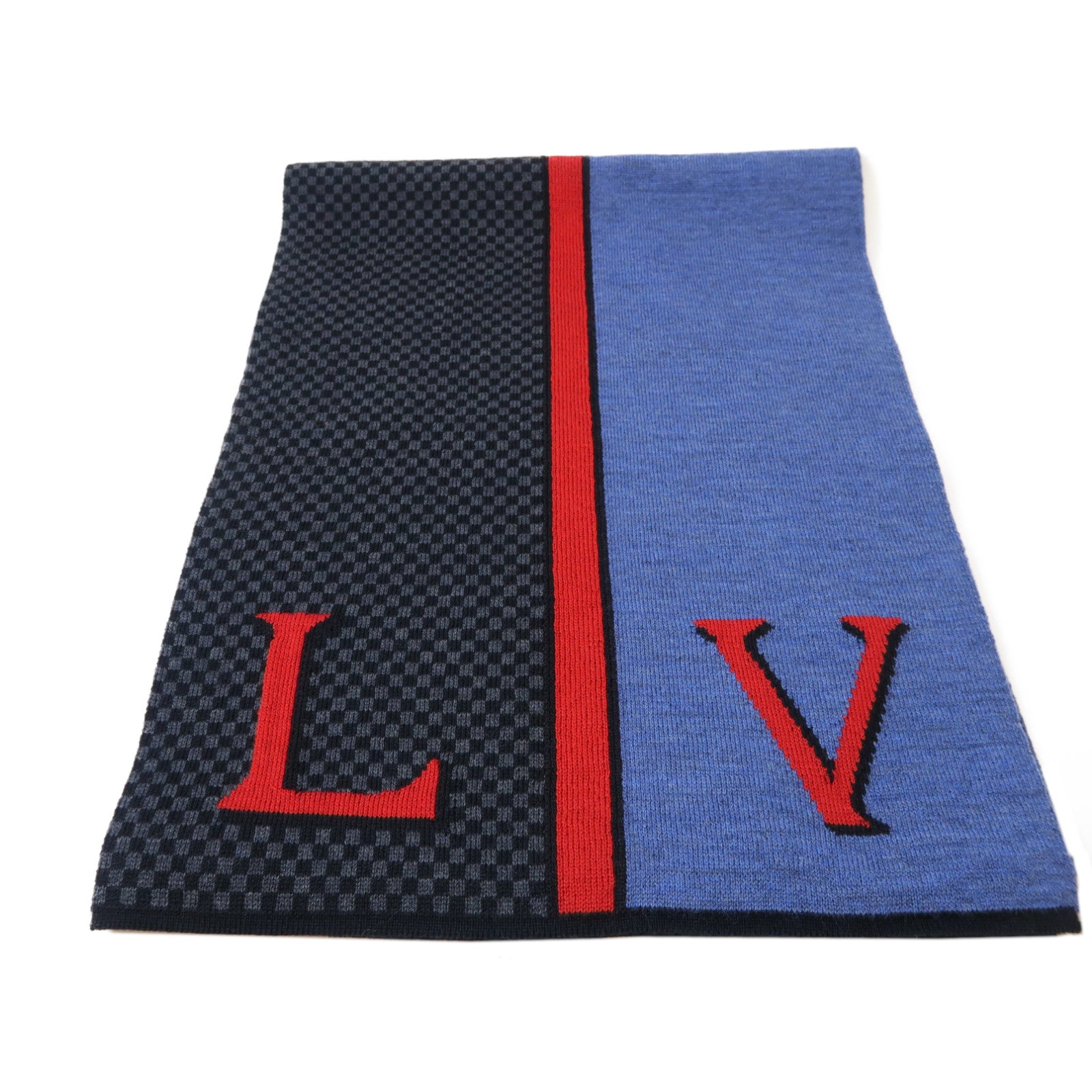 LOUIS VUITTON 羊絨Scarf圍巾黑色/紅色/藍色