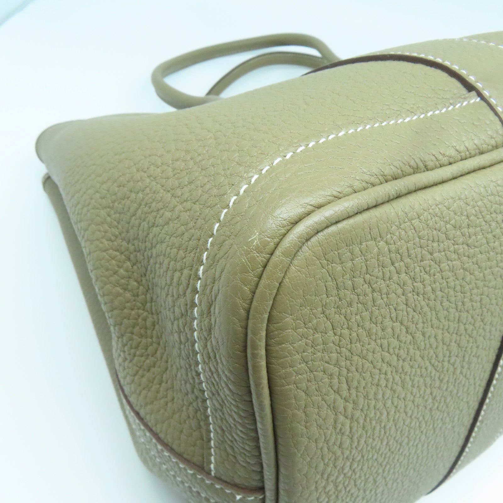 HERMES Negonda皮革GardenParty PM銀扣手挽袋Etoupe大象灰色