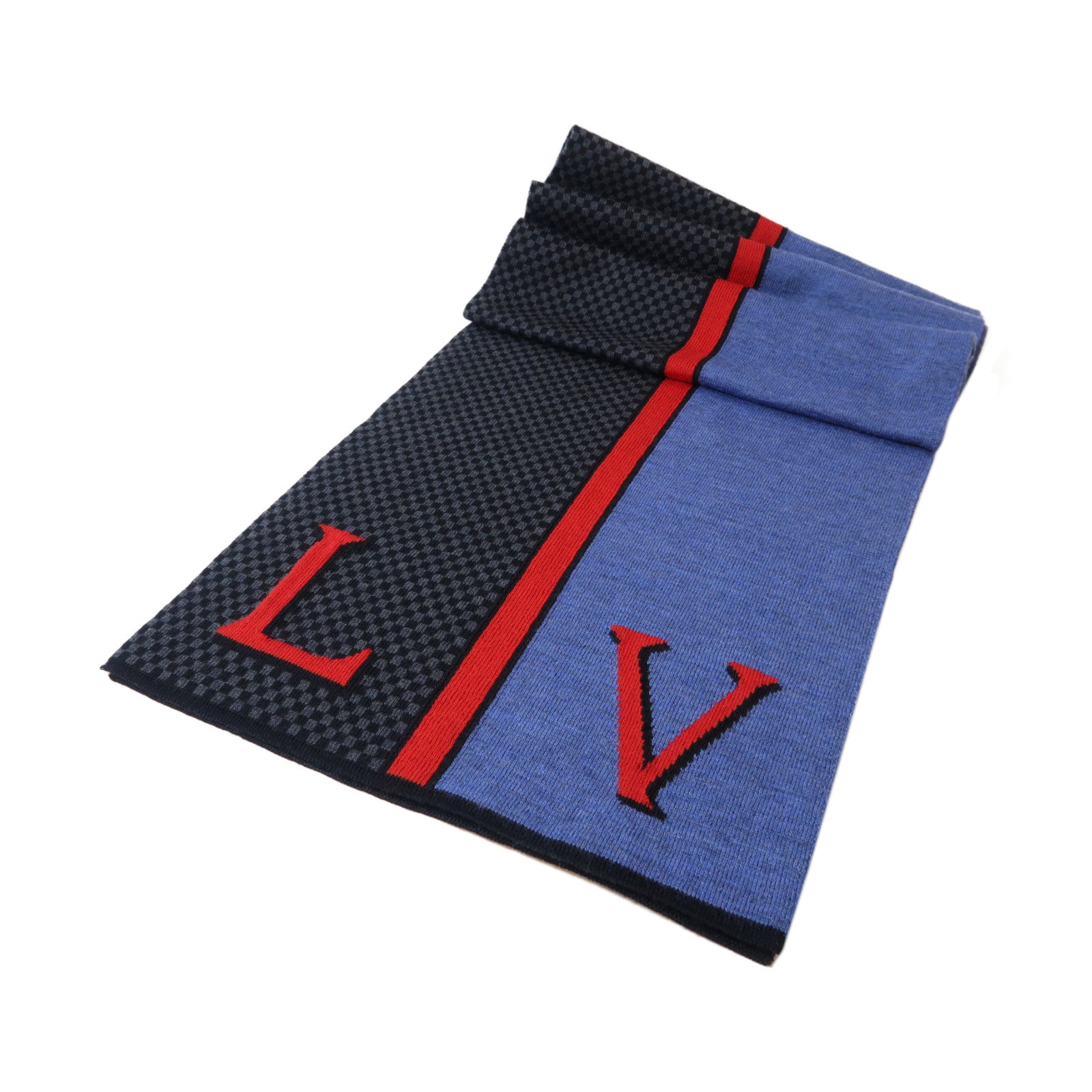 LOUIS VUITTON 羊絨Scarf圍巾黑色/紅色/藍色
