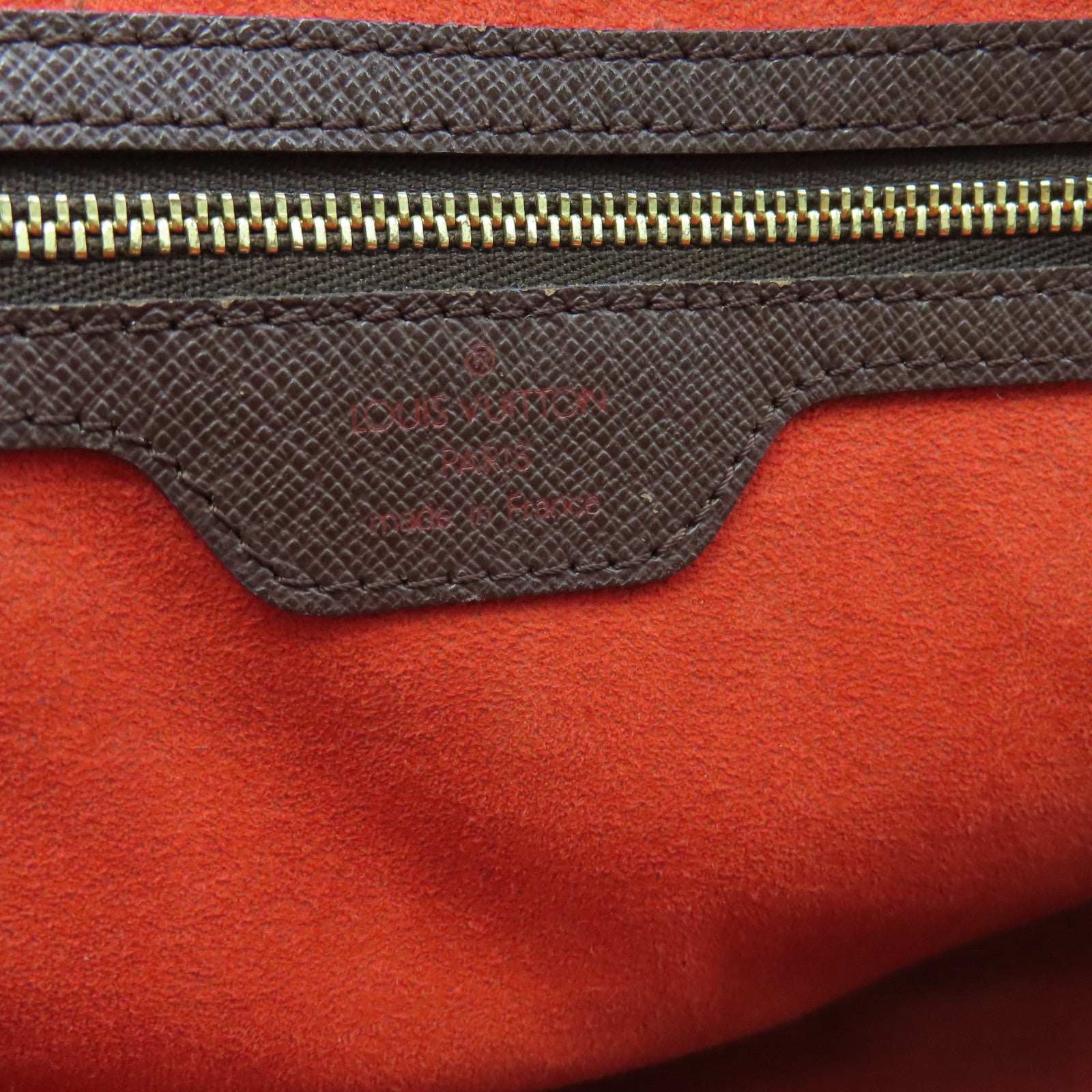 LOUIS VUITTON Damier Brera gold buckle handle bag brown