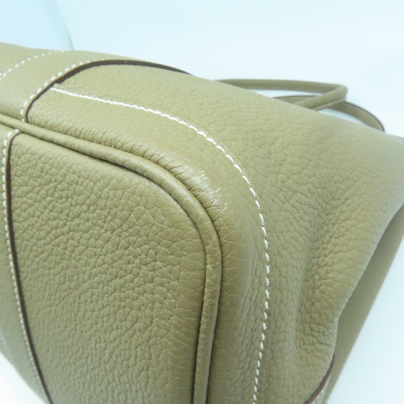 HERMES Negonda皮革GardenParty PM銀扣手挽袋Etoupe大象灰色
