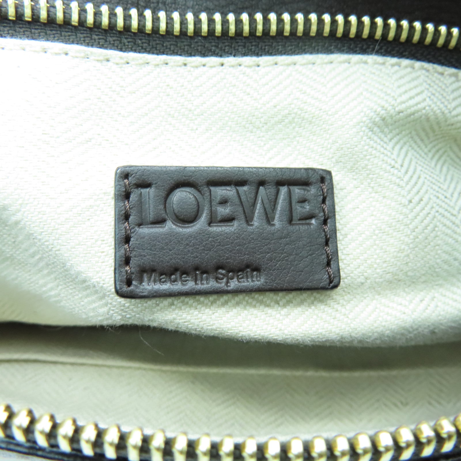 LOEWE 麂皮皮革Puzzle手挽肩背兩用袋卡其色
