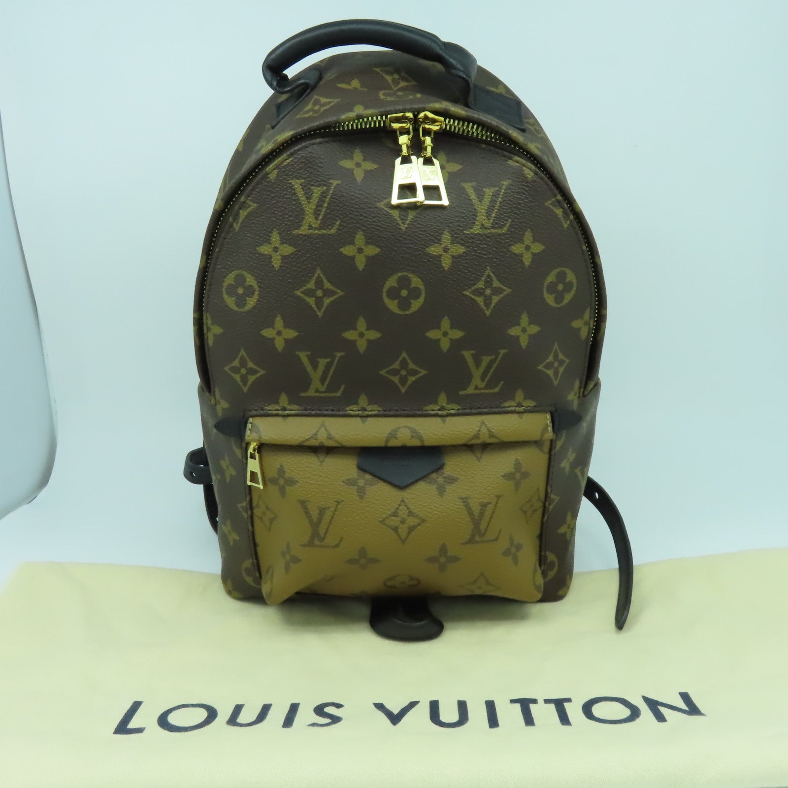 LOUIS VUITTON Monogram Reverse Palm Springs金扣背包啡色