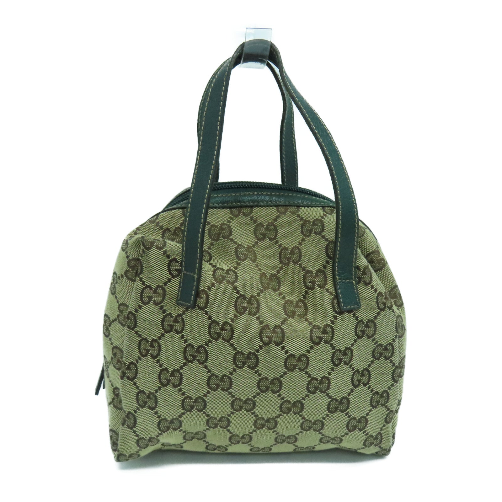 GUCCI 帆布Hand Bag綠扣/金扣手挽袋啡色/綠色