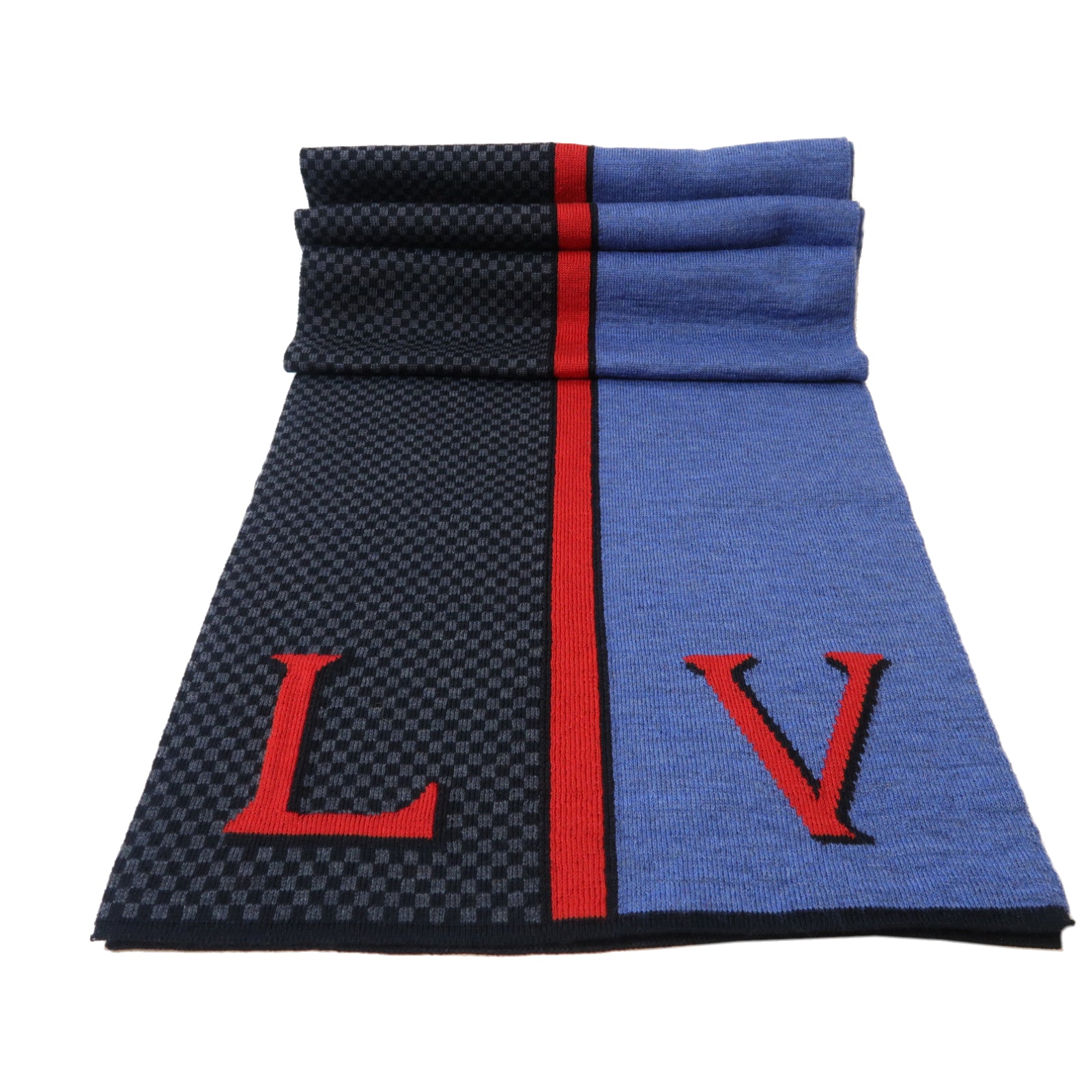 LOUIS VUITTON 羊絨Scarf圍巾黑色/紅色/藍色