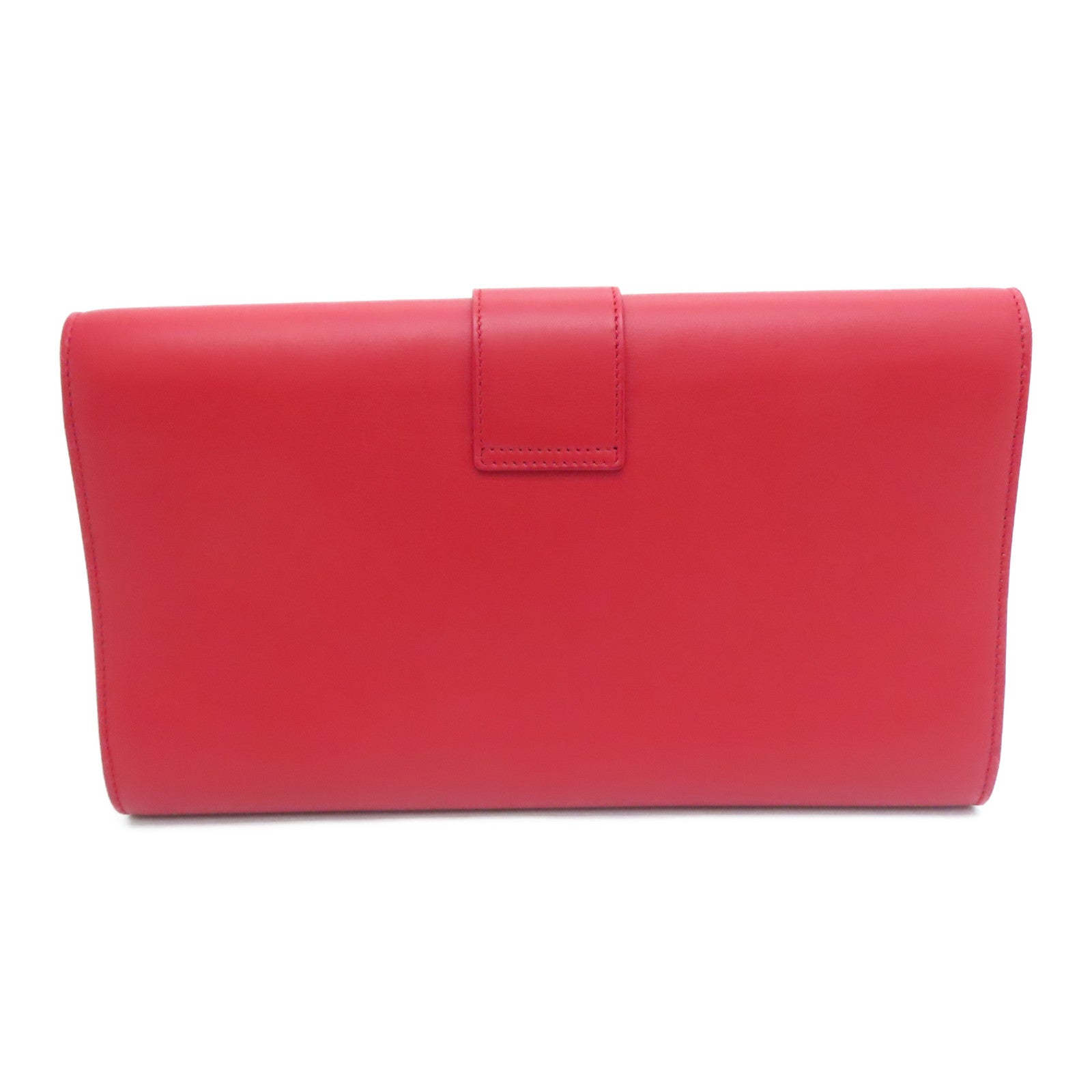 SAINT LAURENT [Sharp Discount] Leather Second Pouch Gold Buckle Clutch Red