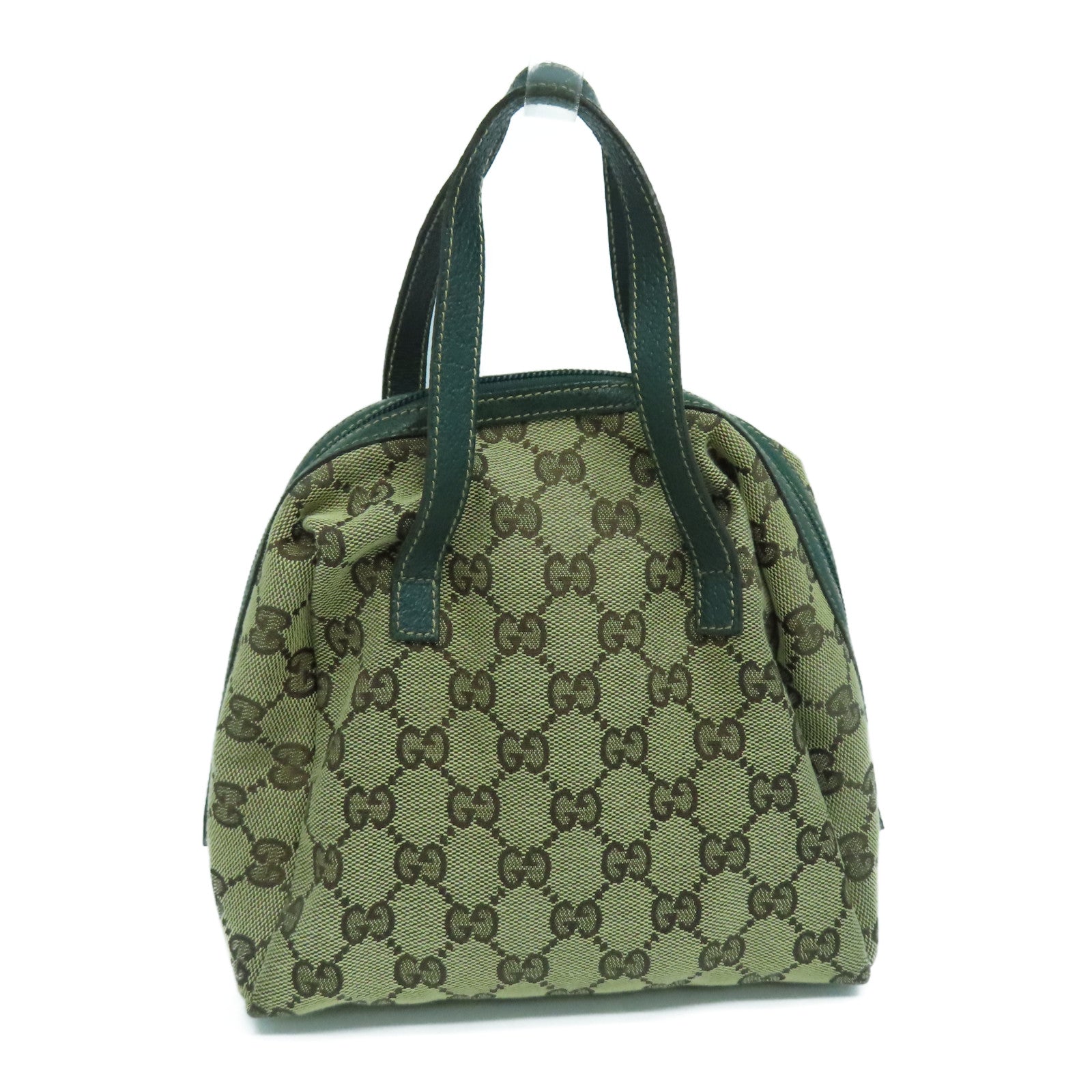 GUCCI 帆布Hand Bag綠扣/金扣手挽袋啡色/綠色