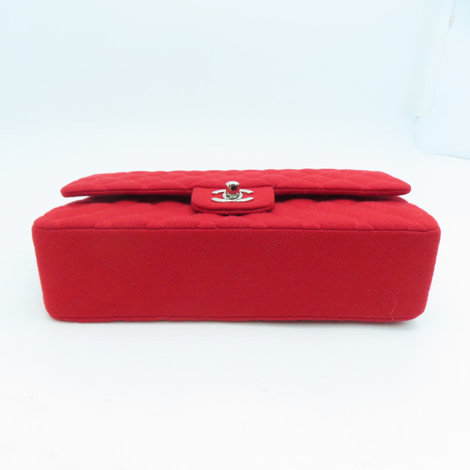 CHANEL 【激減優惠】菱格帆布Chain Shoulder Bag銀扣鏈帶肩背袋紅色