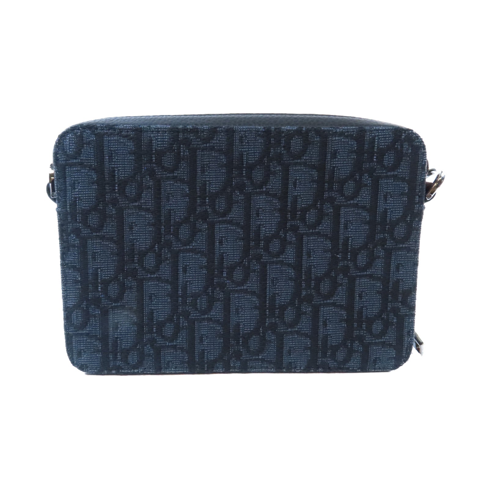 Dior 帆布Pouch with Strap銀扣肩背袋黑色