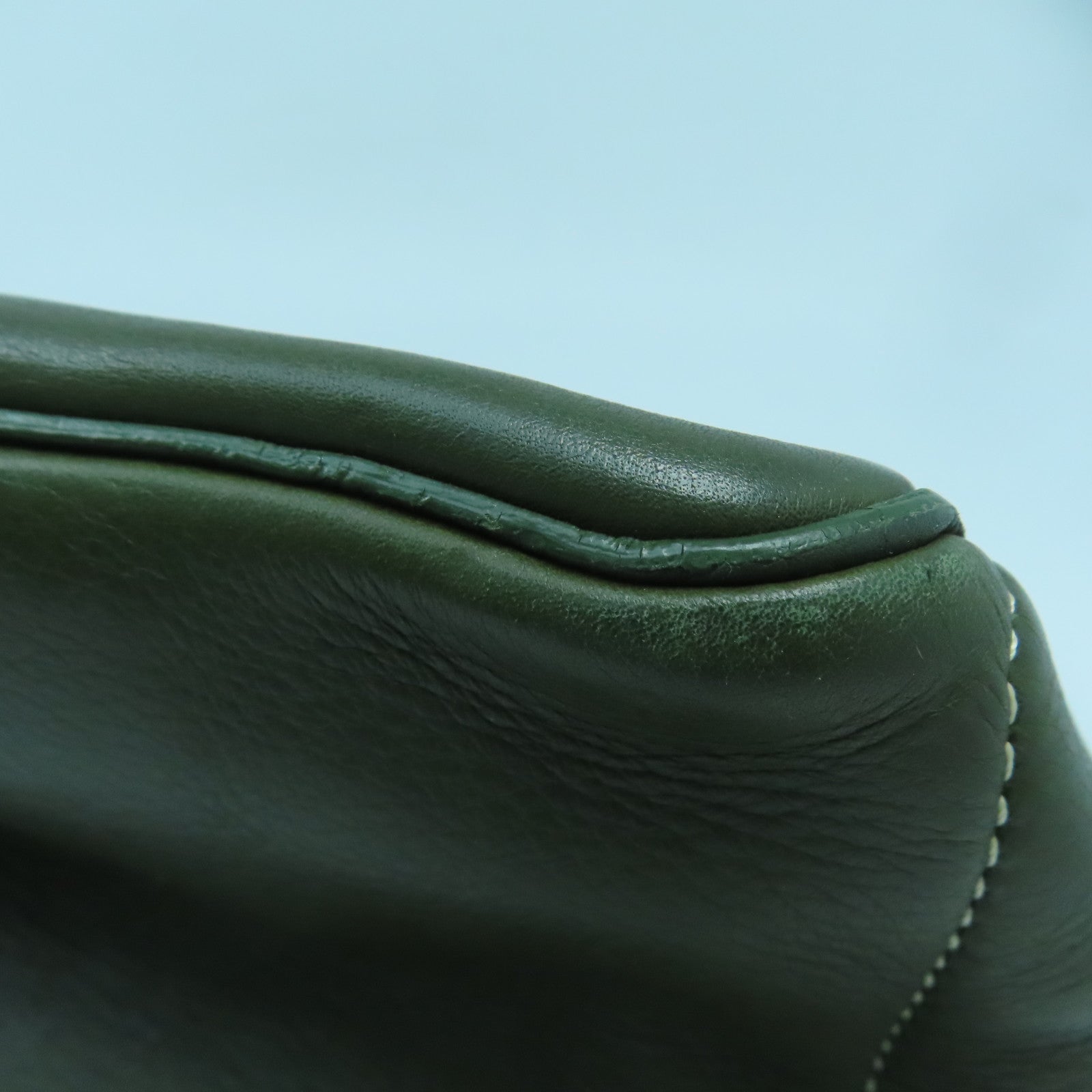 CELINE 牛皮皮革Tote Bag銀扣手挽袋綠色