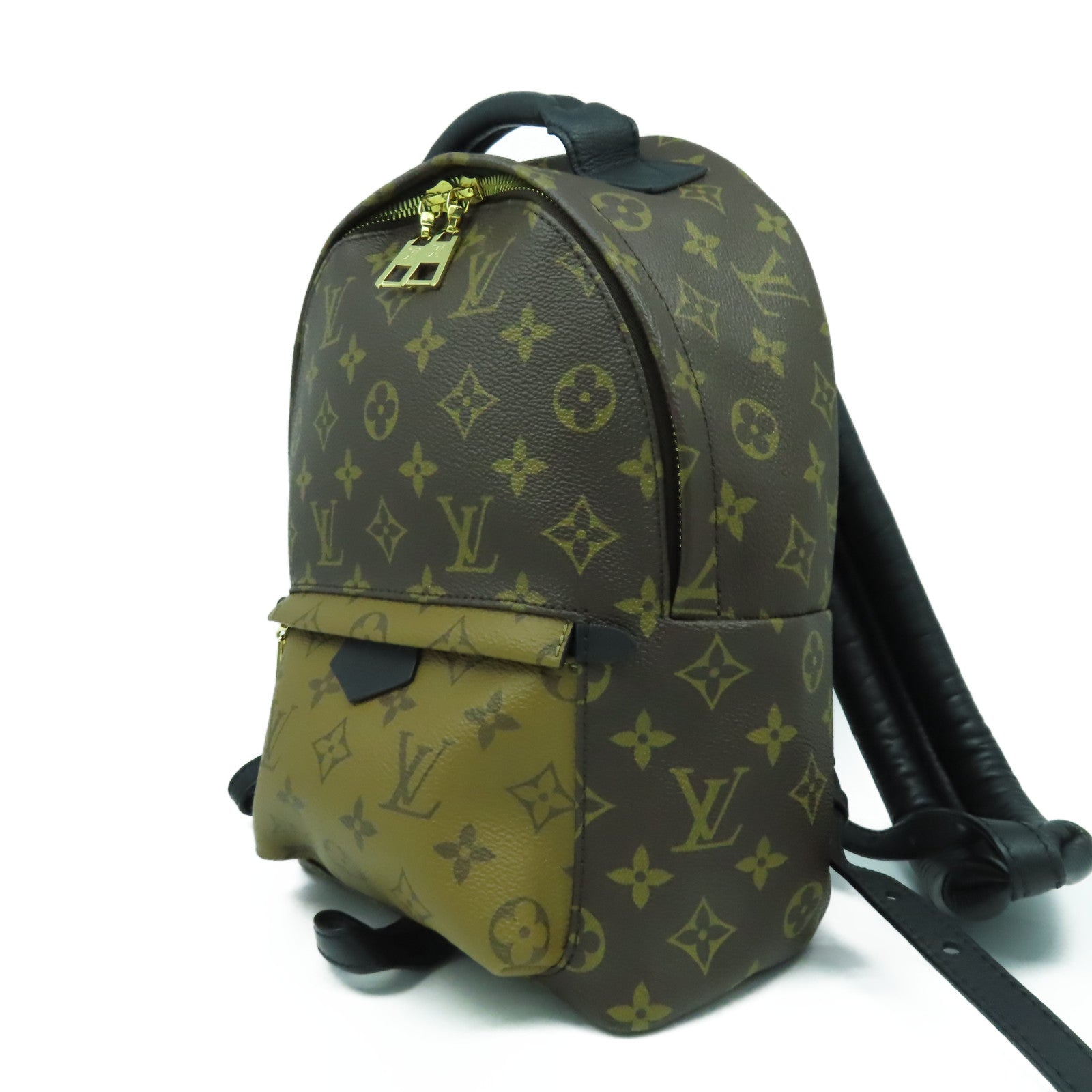 LOUIS VUITTON Monogram Reverse Palm Springs金扣背包啡色