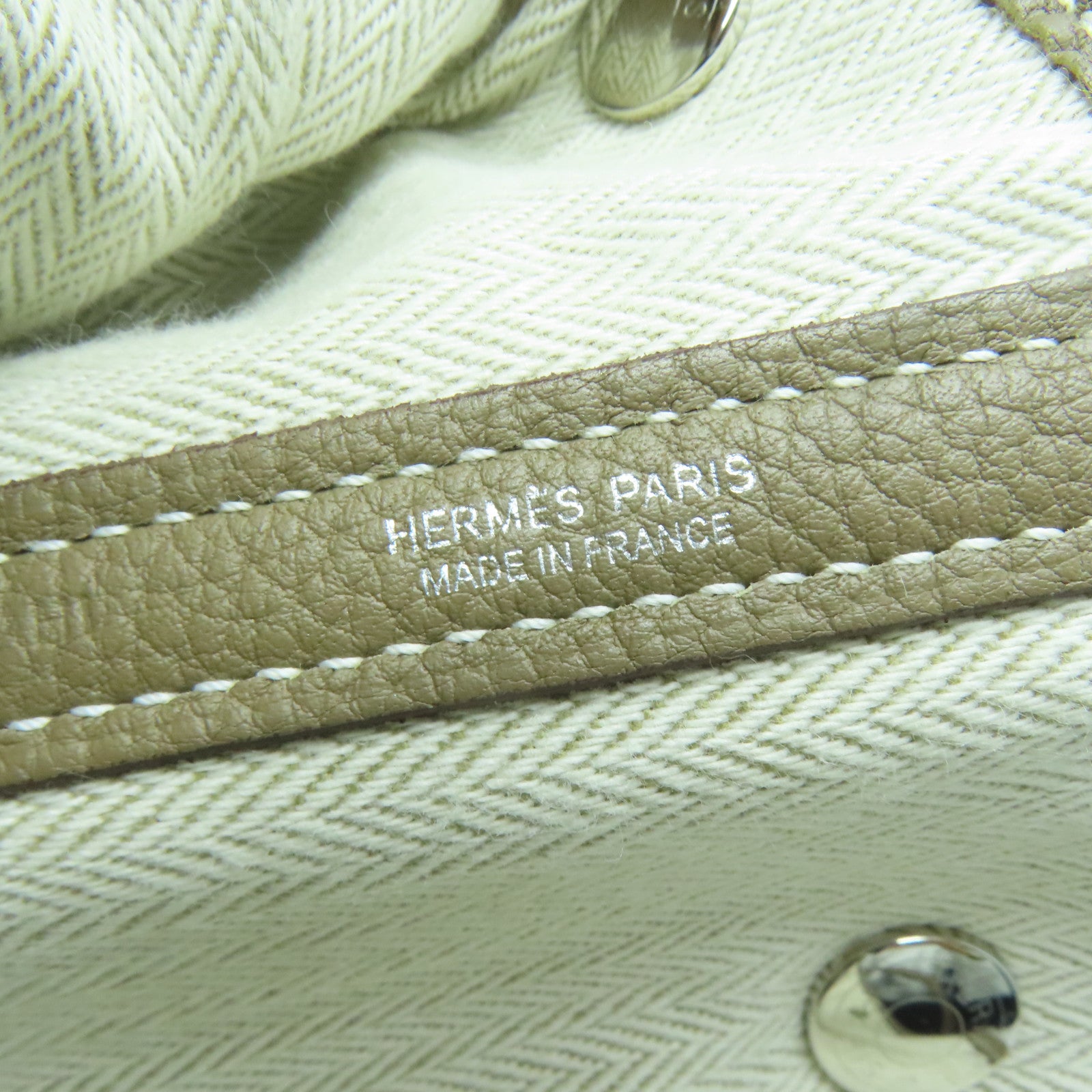 HERMES Negonda皮革GardenParty PM銀扣手挽袋Etoupe大象灰色