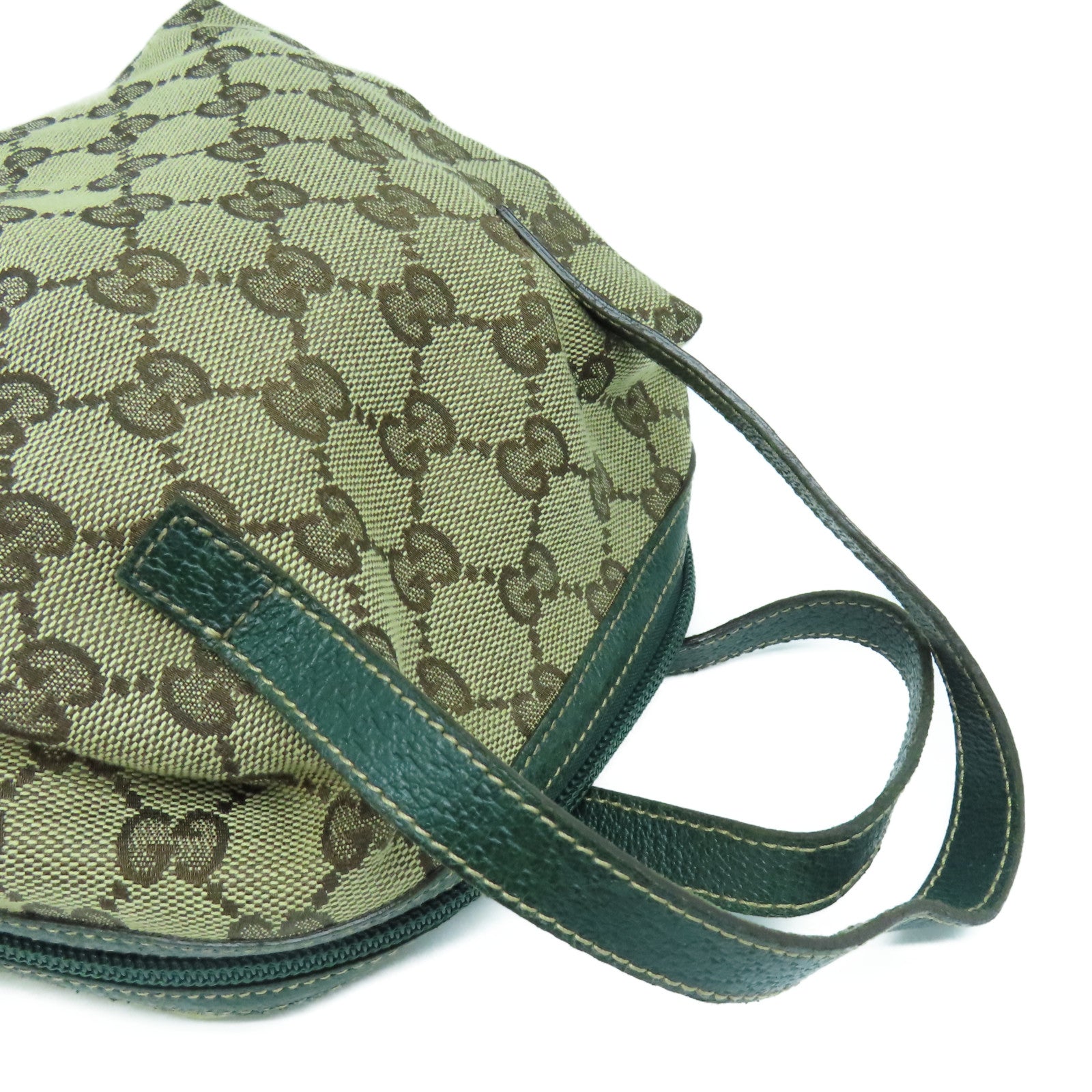 GUCCI 帆布Hand Bag綠扣/金扣手挽袋啡色/綠色