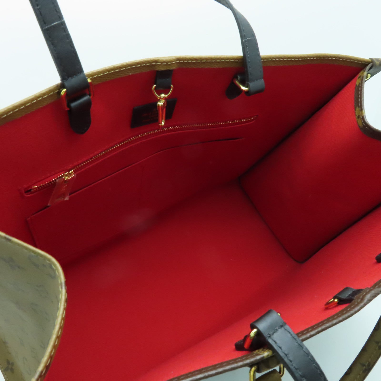 LOUIS VUITTON 【激減優惠】Monogram Reverse On The Go GM金扣肩背袋棕色