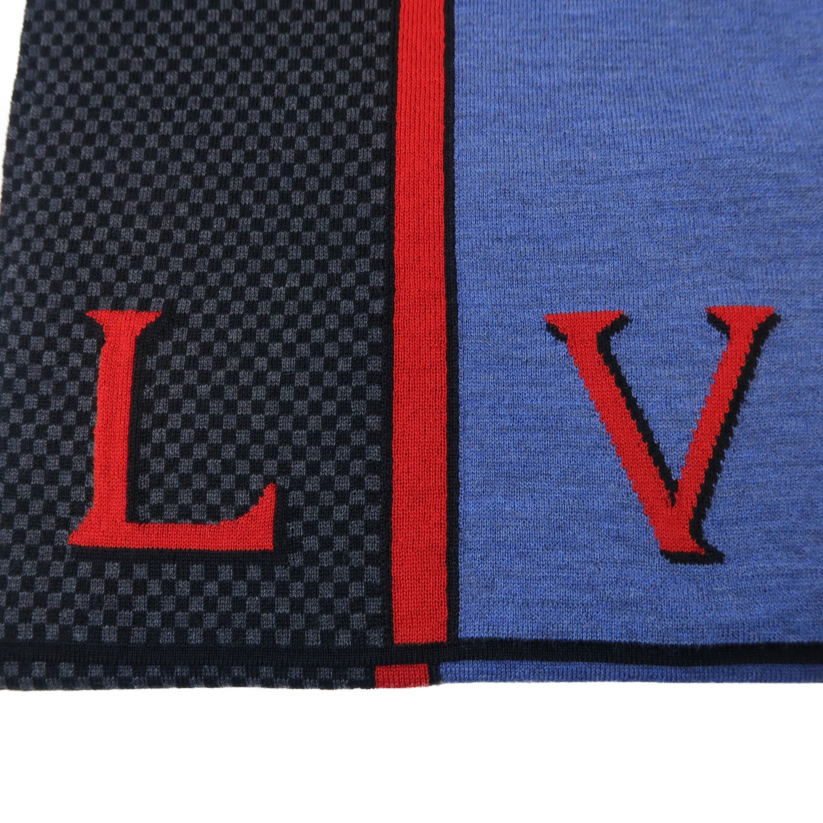 LOUIS VUITTON 羊絨Scarf圍巾黑色/紅色/藍色