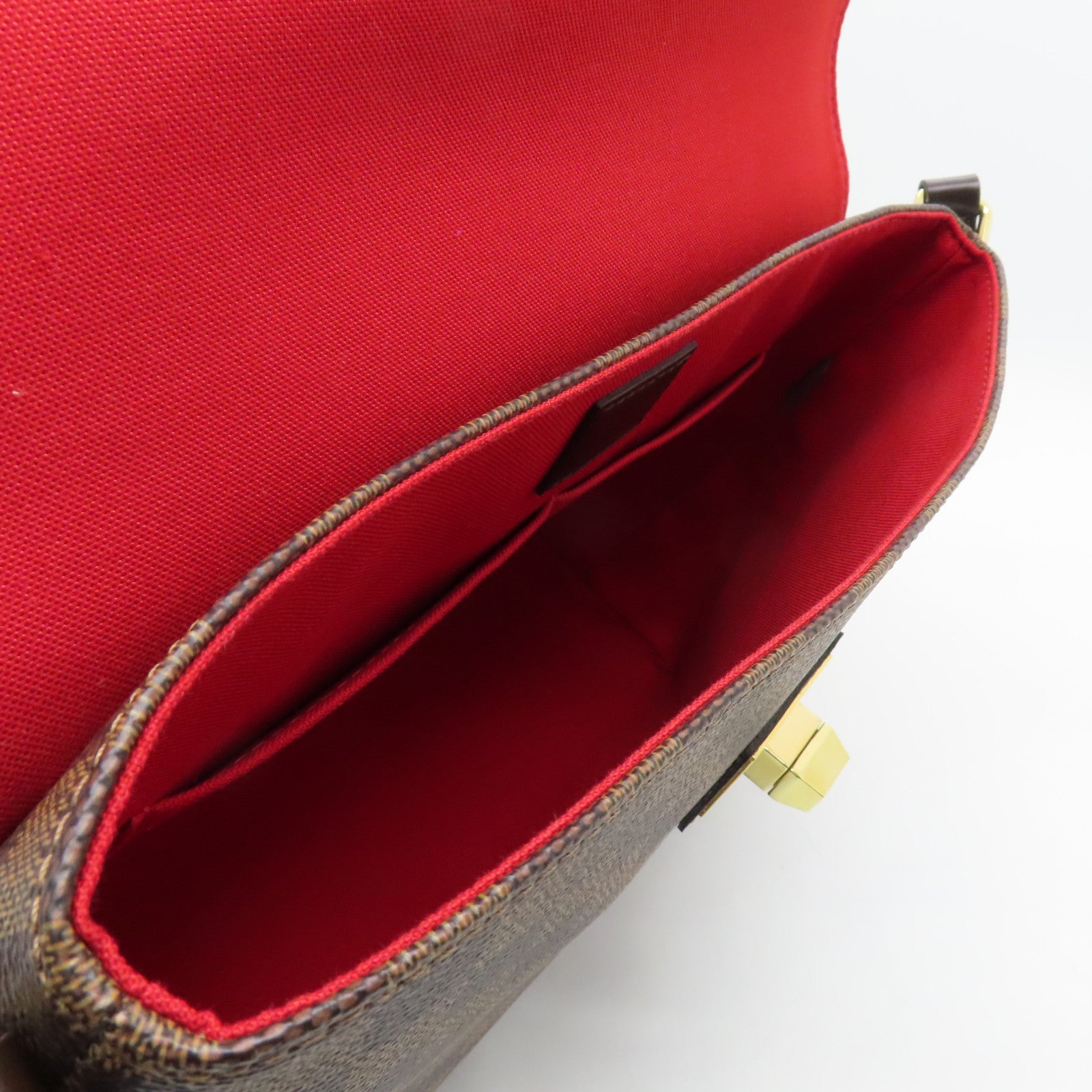 LOUIS VUITTON Damier Besace Rosebery Gold Buckle Shoulder Bag Brown