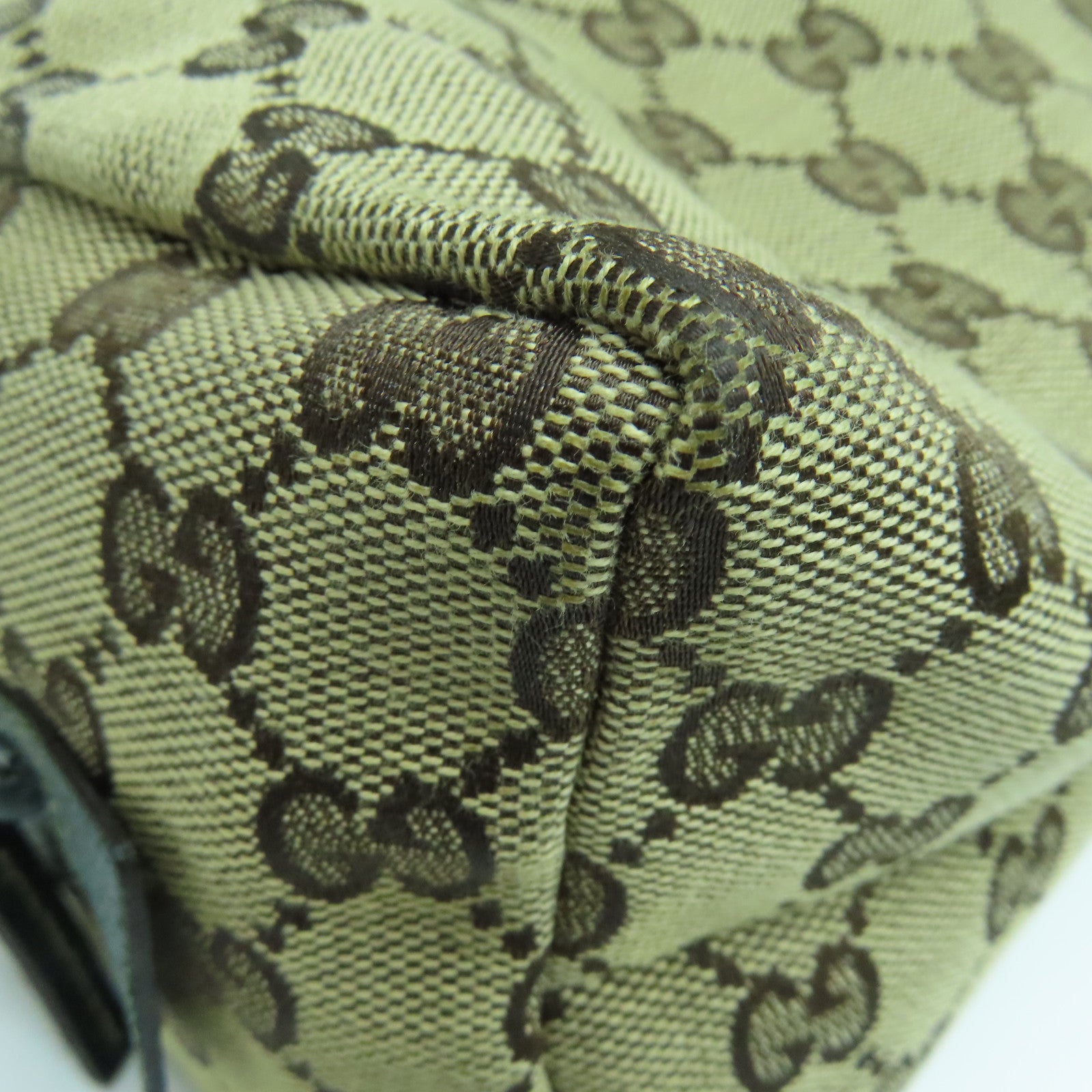 GUCCI 帆布Hand Bag綠扣/金扣手挽袋啡色/綠色