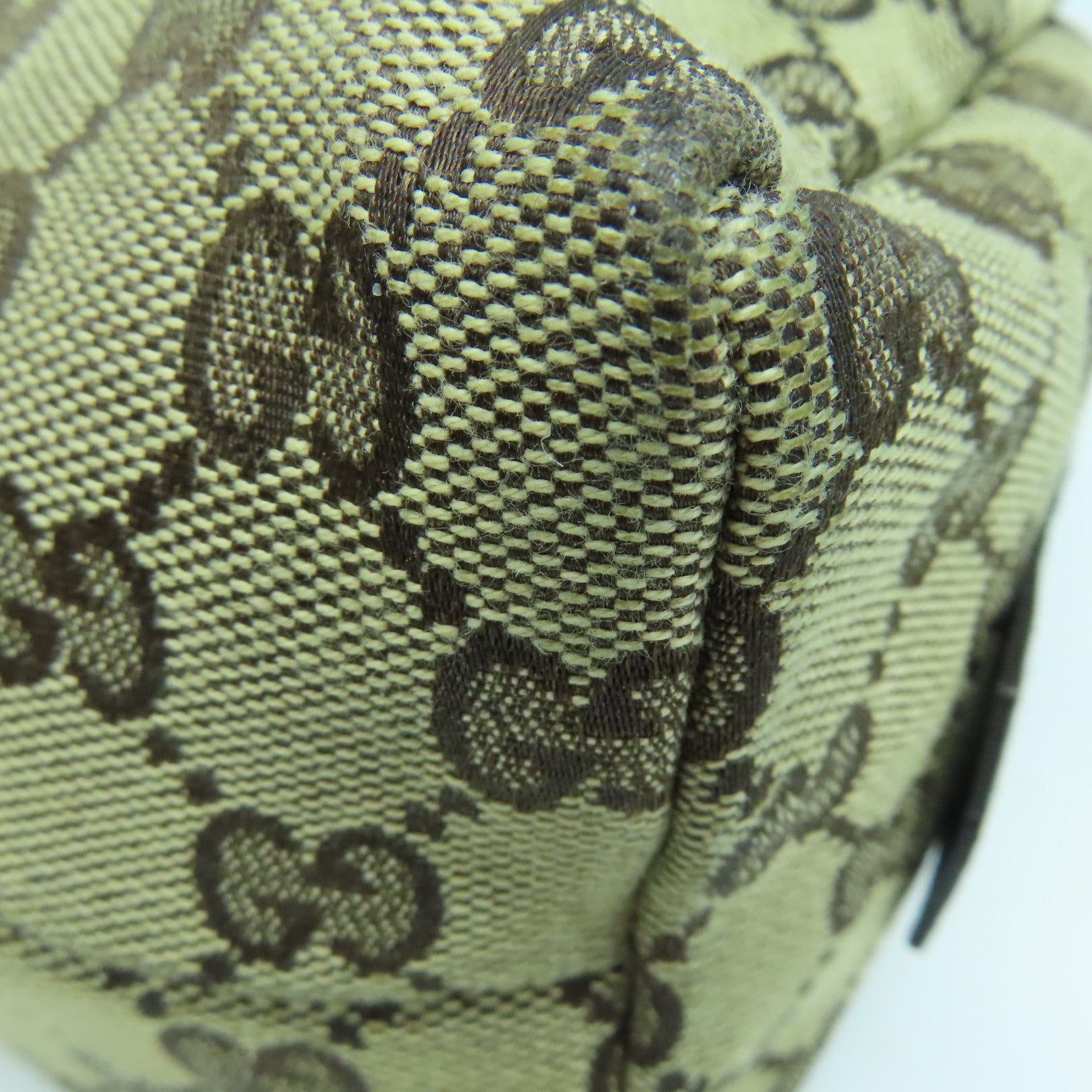 GUCCI 帆布Hand Bag綠扣/金扣手挽袋啡色/綠色