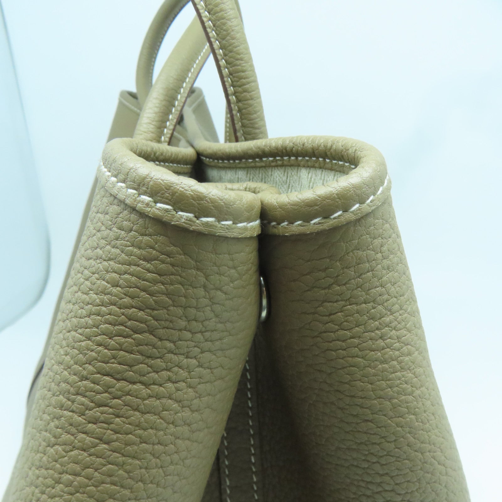 HERMES Negonda皮革GardenParty PM銀扣手挽袋Etoupe大象灰色