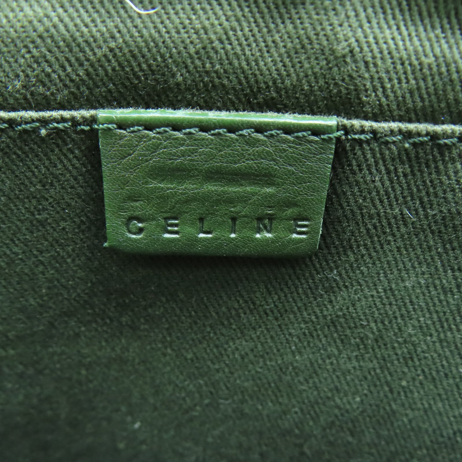 CELINE 牛皮皮革Tote Bag銀扣手挽袋綠色
