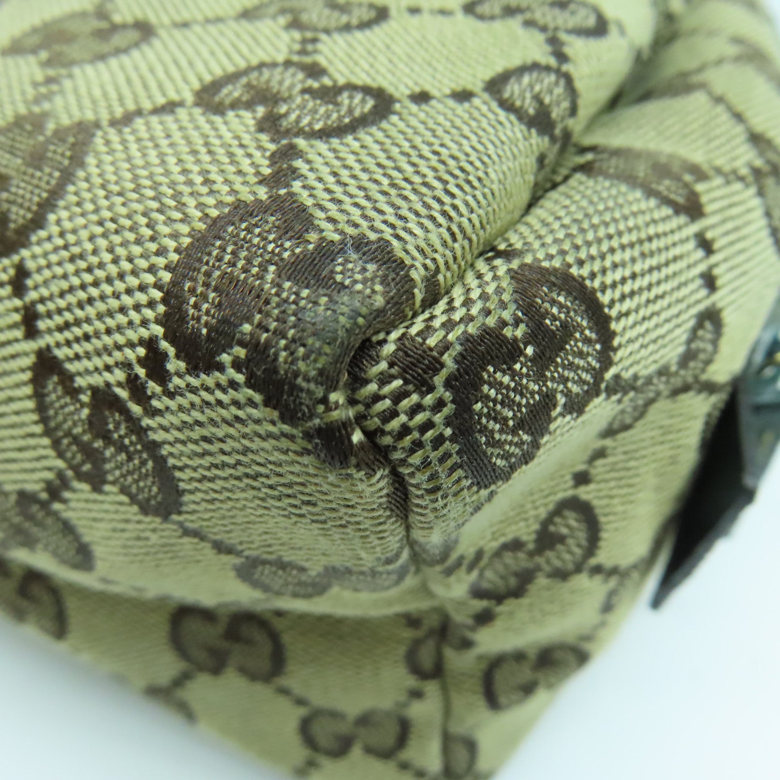 GUCCI 帆布Hand Bag綠扣/金扣手挽袋啡色/綠色