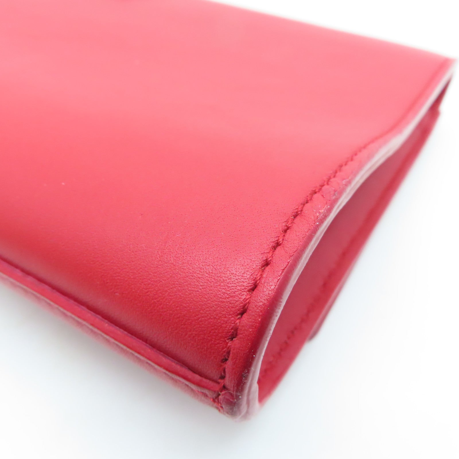 SAINT LAURENT [Sharp Discount] Leather Second Pouch Gold Buckle Clutch Red