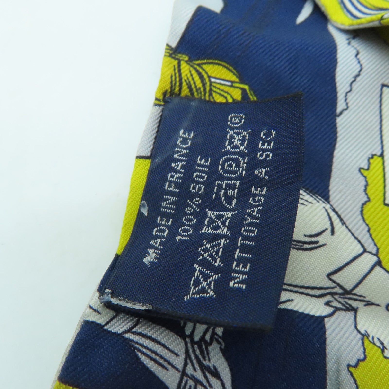 HERMES 絲質Twilly絲巾黃色/灰色